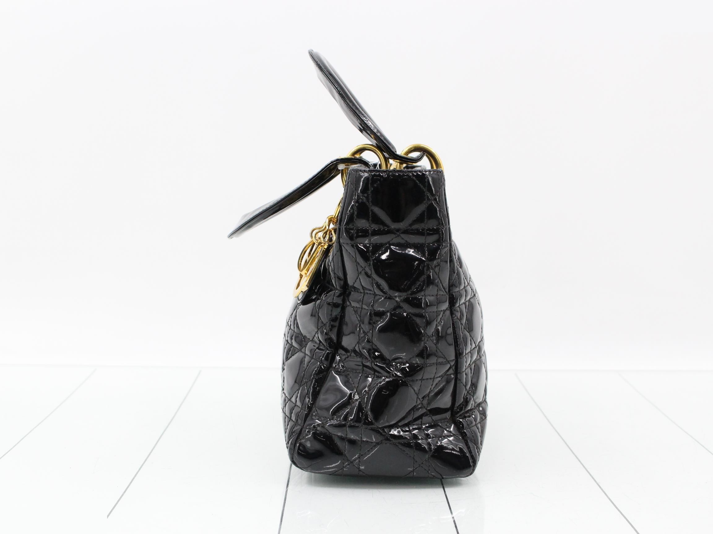 Lady Dior Medium Enamel Black — view 3