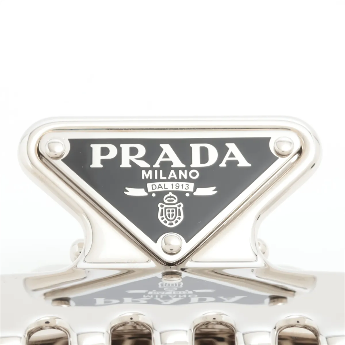1IF103 Triangle Logo Hair Clip, Metal, Silver, — view 3