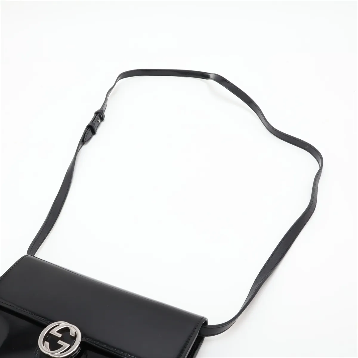 Interlocking G 369664 Patent Leather Shoulder Bag, Black — view 5