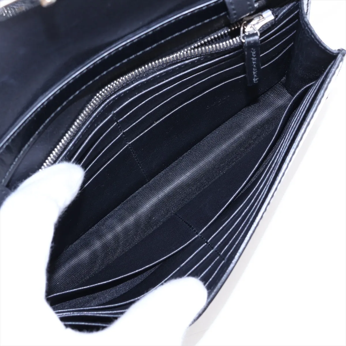 Interlocking G 369664 Patent Leather Shoulder Bag, Black — view 6