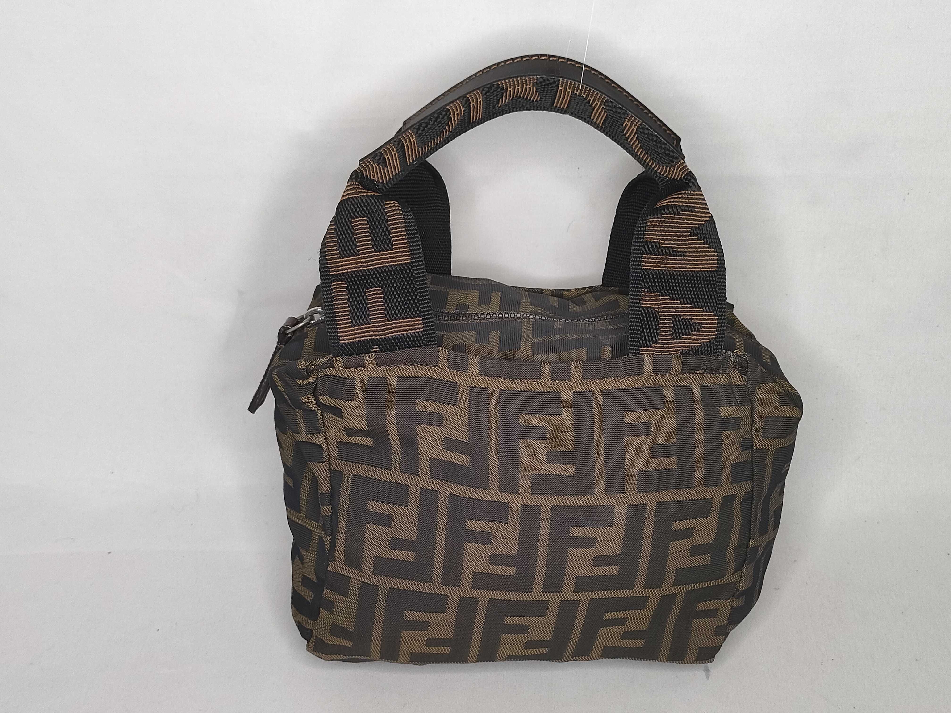 Zucca Pattern Mini Handbag, Nylon, Khaki