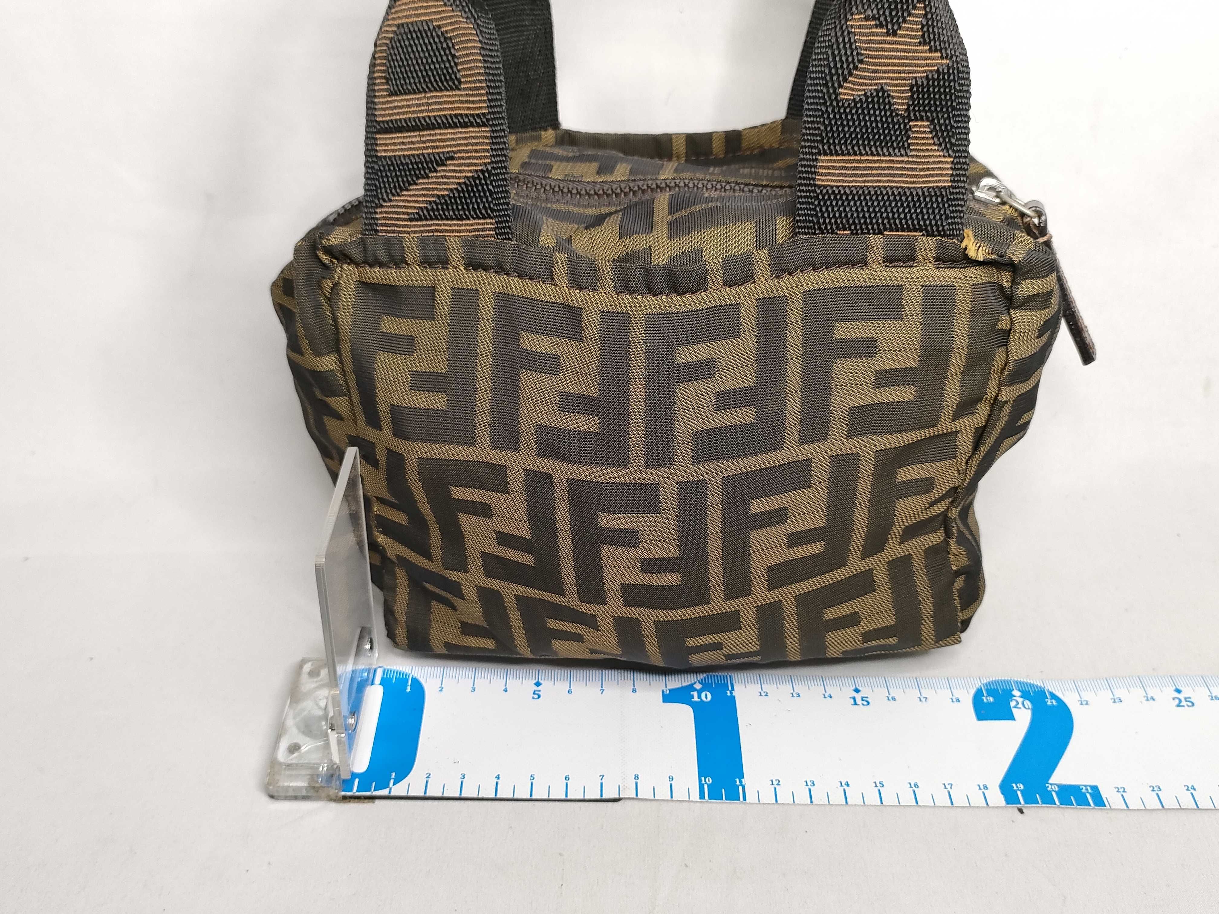 Zucca Pattern Mini Handbag, Nylon, Khaki — view 2