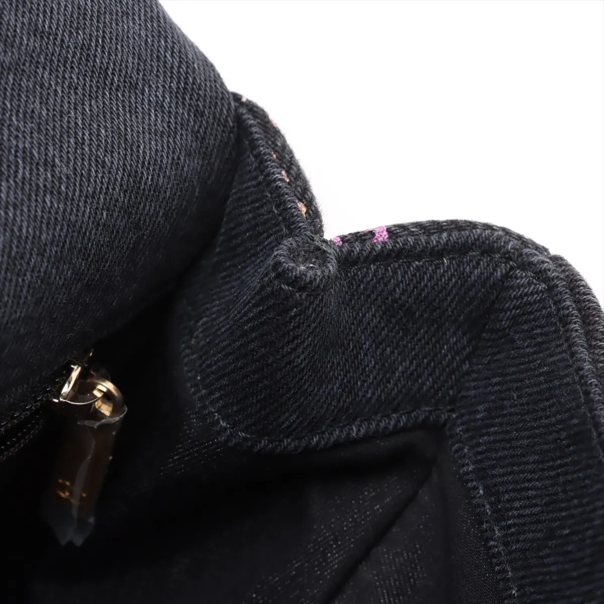Matelasse Denim x Leather Chain Shoulder Bag Logo Black Gold Hardware JN0G5U7K Random Plate — view 11