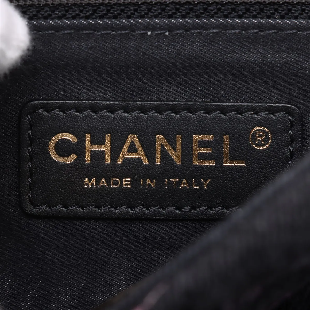 Matelasse Denim x Leather Chain Shoulder Bag Logo Black Gold Hardware JN0G5U7K Random Plate — view 10