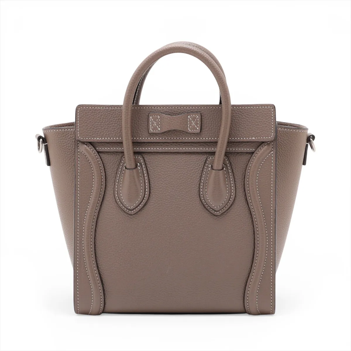 Luggage Nano Shopper Leather 2-Way Handbag, Greige — view 2
