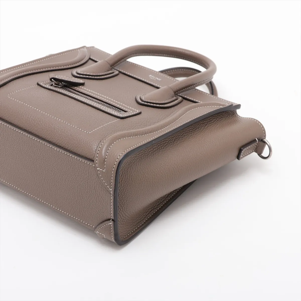 Luggage Nano Shopper Leather 2-Way Handbag, Greige — view 3