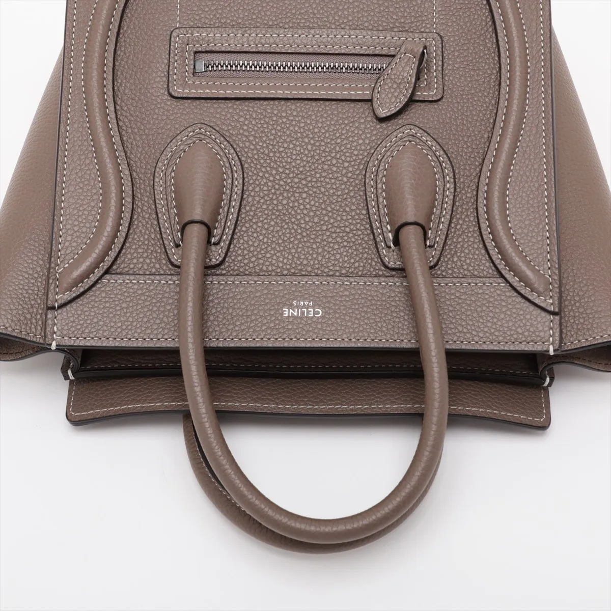 Luggage Nano Shopper Leather 2-Way Handbag, Greige — view 5