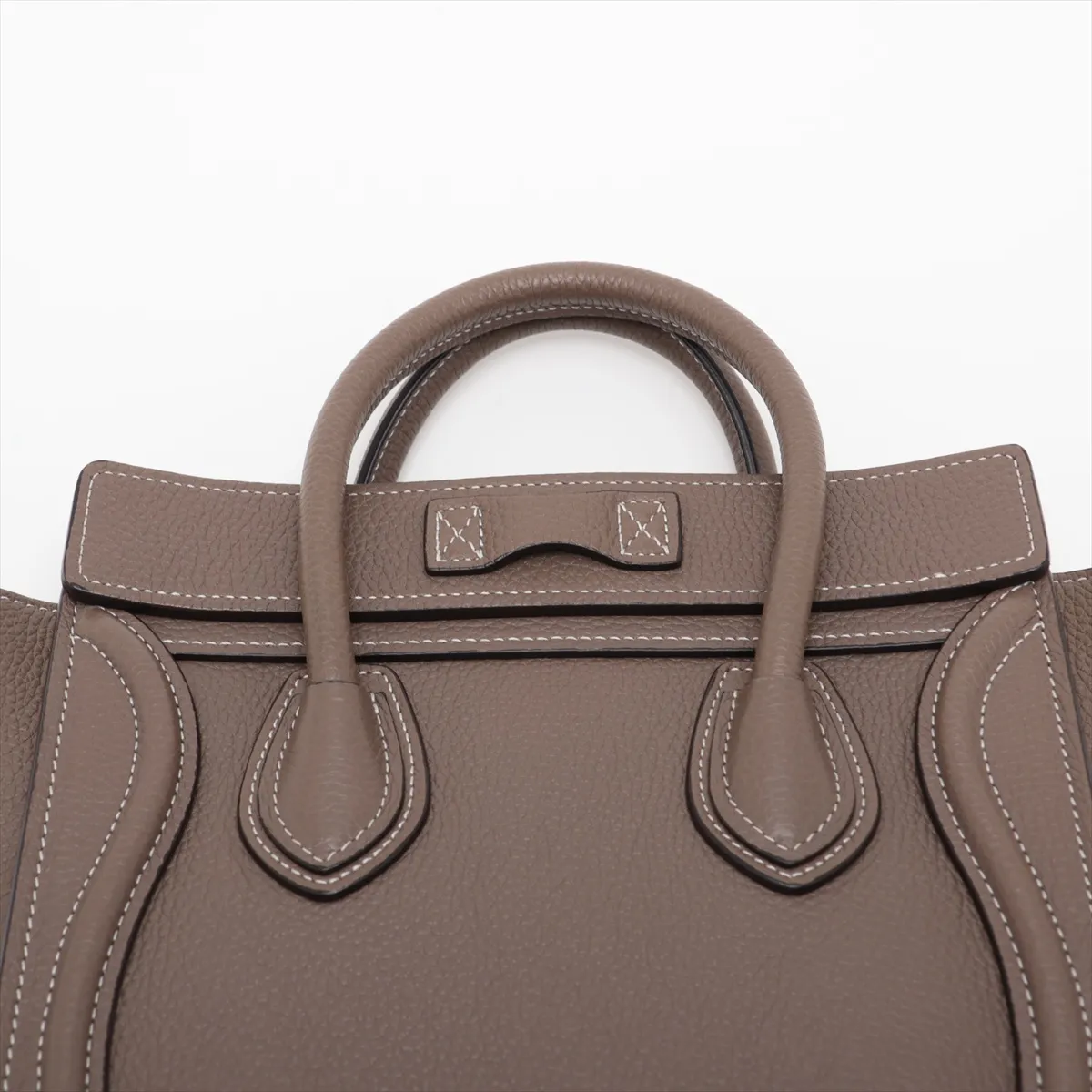 Luggage Nano Shopper Leather 2-Way Handbag, Greige — view 6