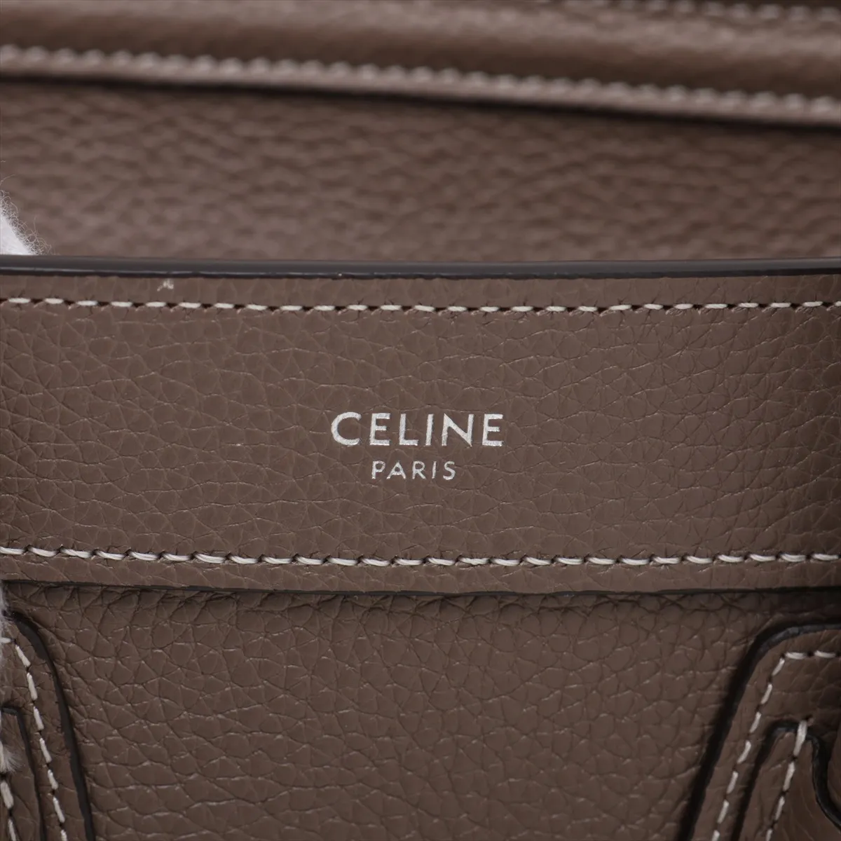 Luggage Nano Shopper Leather 2-Way Handbag, Greige — view 9