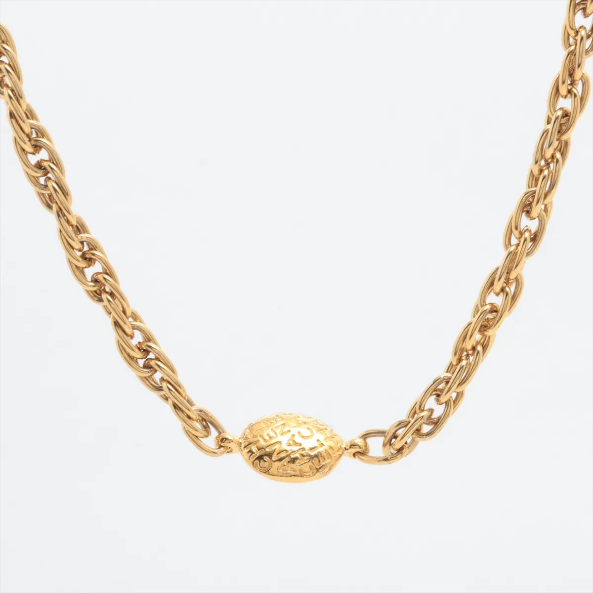 logo long necklace, GP gold. Shows signs of wear, — view 2