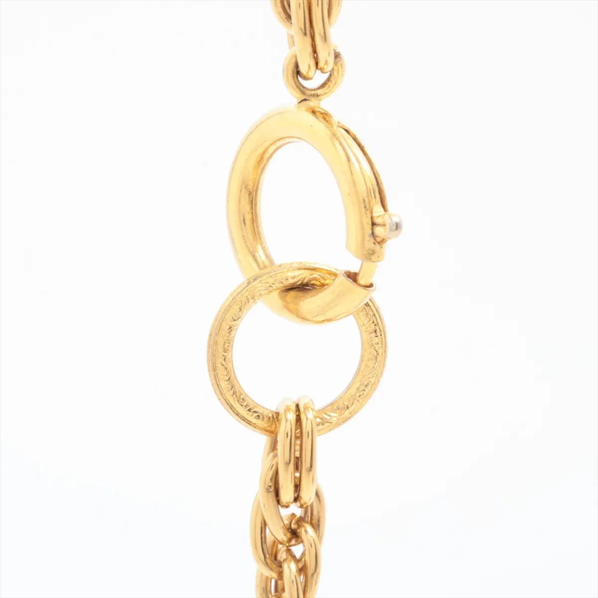 logo long necklace, GP gold. Shows signs of wear, — view 3