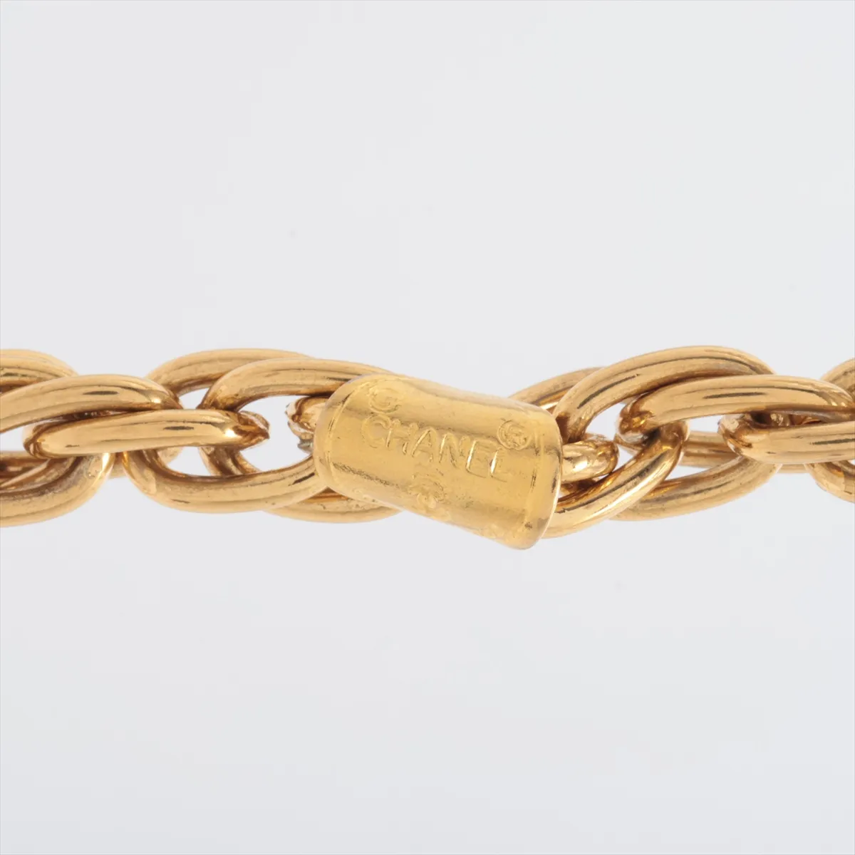 logo long necklace, GP gold. Shows signs of wear, — view 4