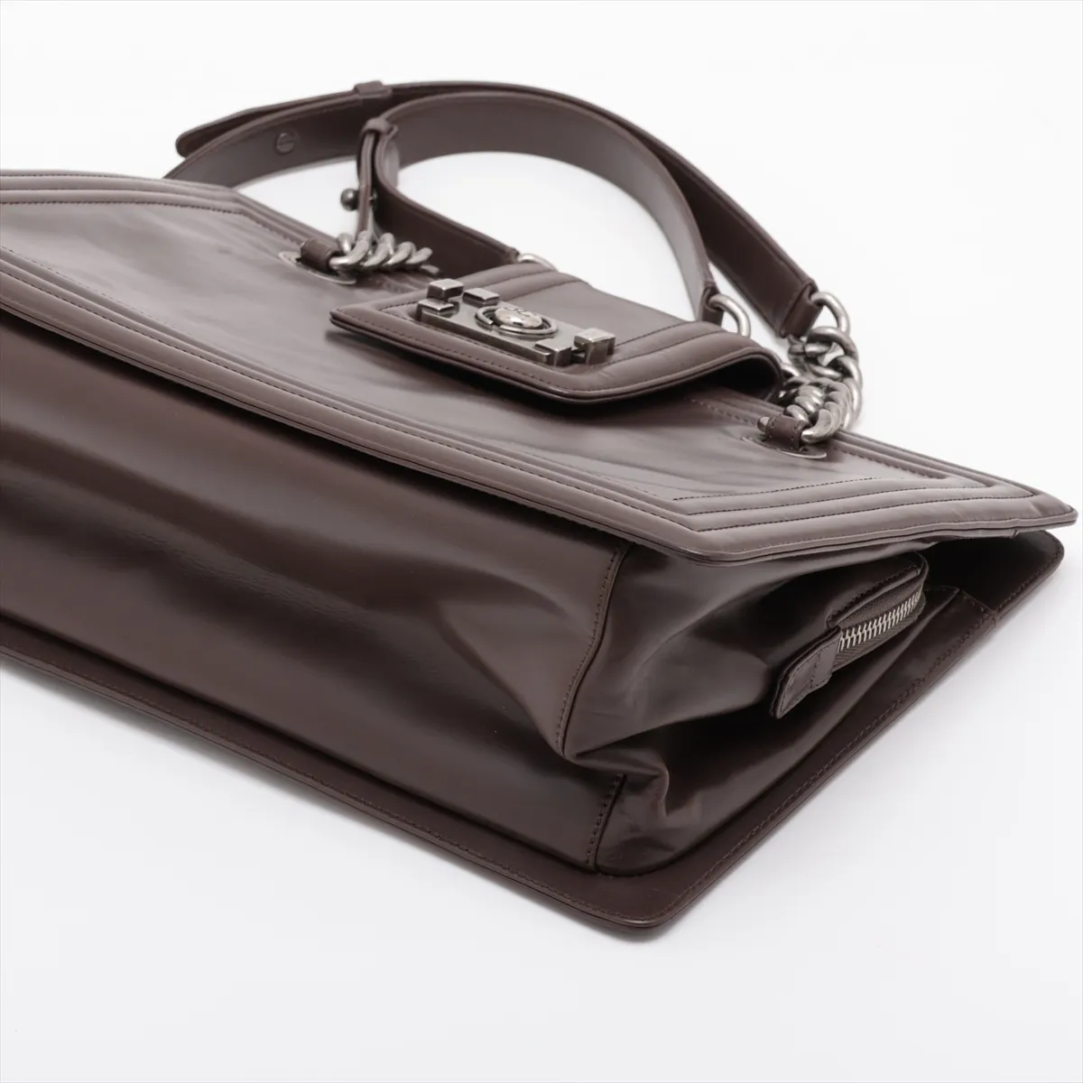 Boy Chanel Leather Chain Tote Bag, Brown, Gunmetal Hardware, Item Number 15337747 (Serial Number in the 15s range) — view 3