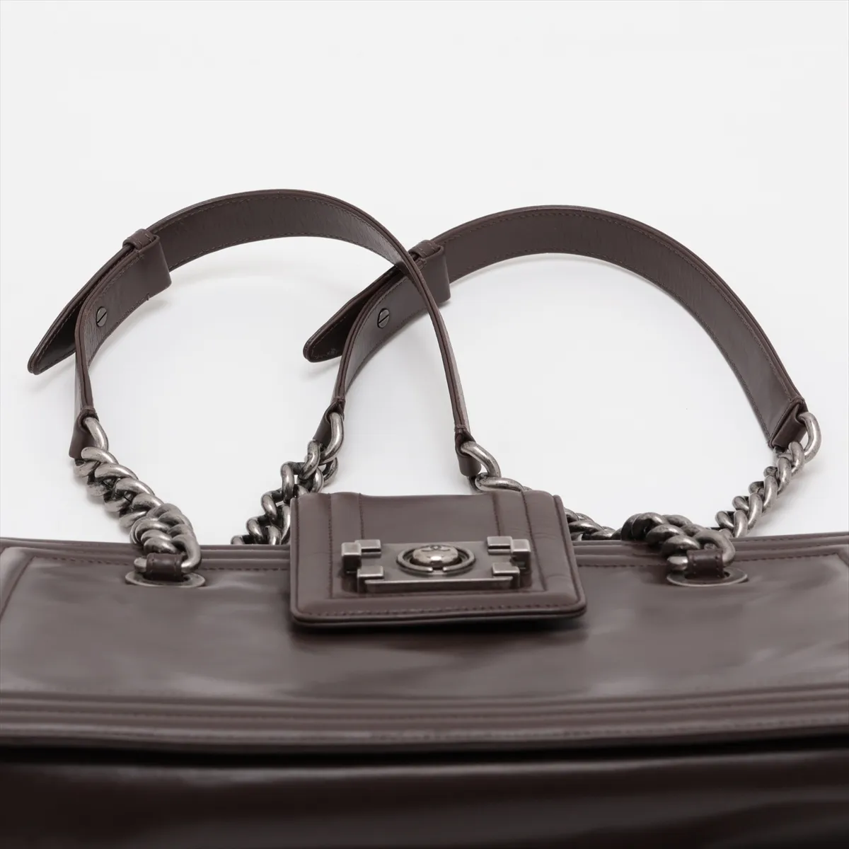 Boy Chanel Leather Chain Tote Bag, Brown, Gunmetal Hardware, Item Number 15337747 (Serial Number in the 15s range) — view 6