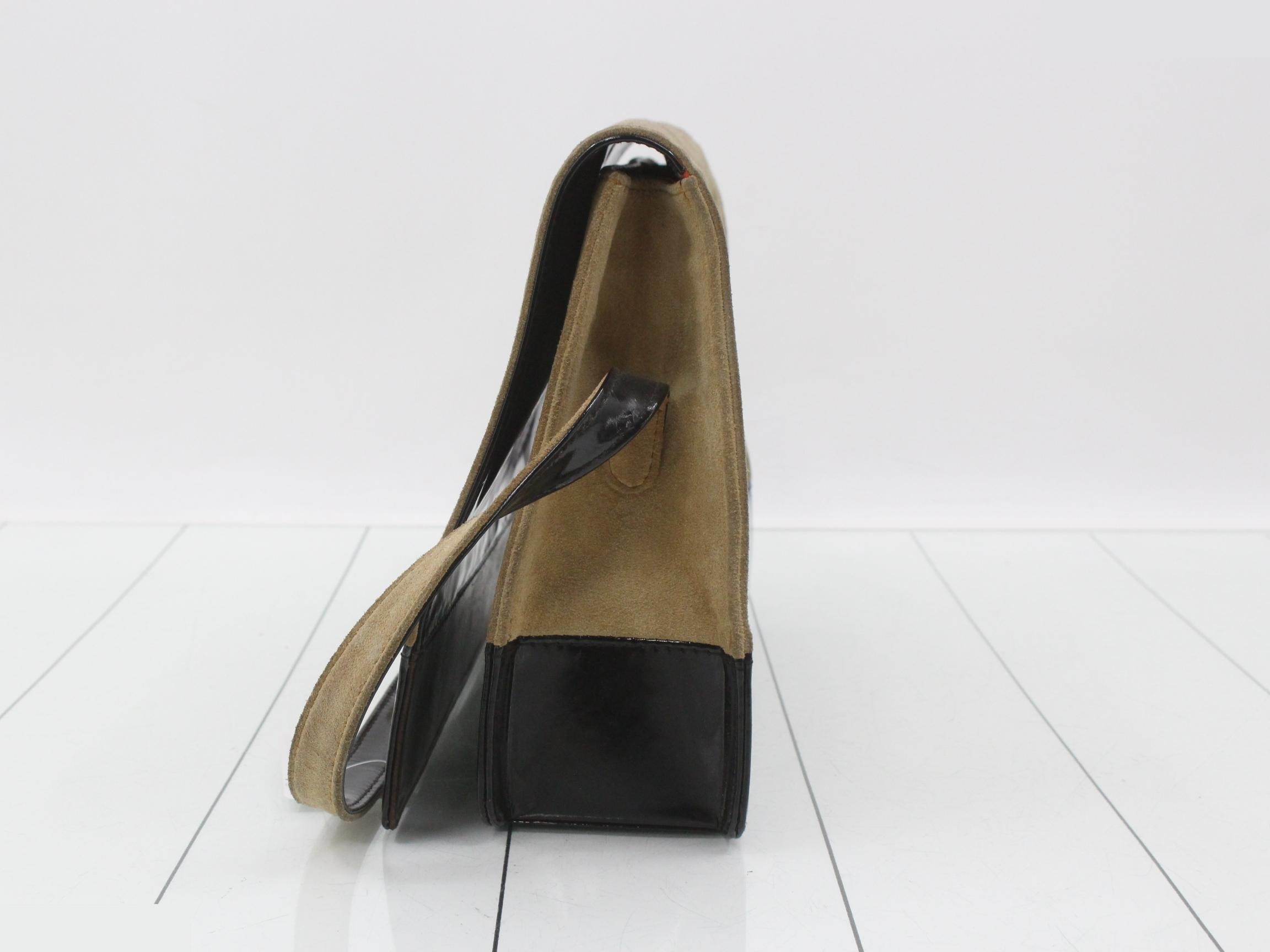 suede enamel shoulder bag — view 3