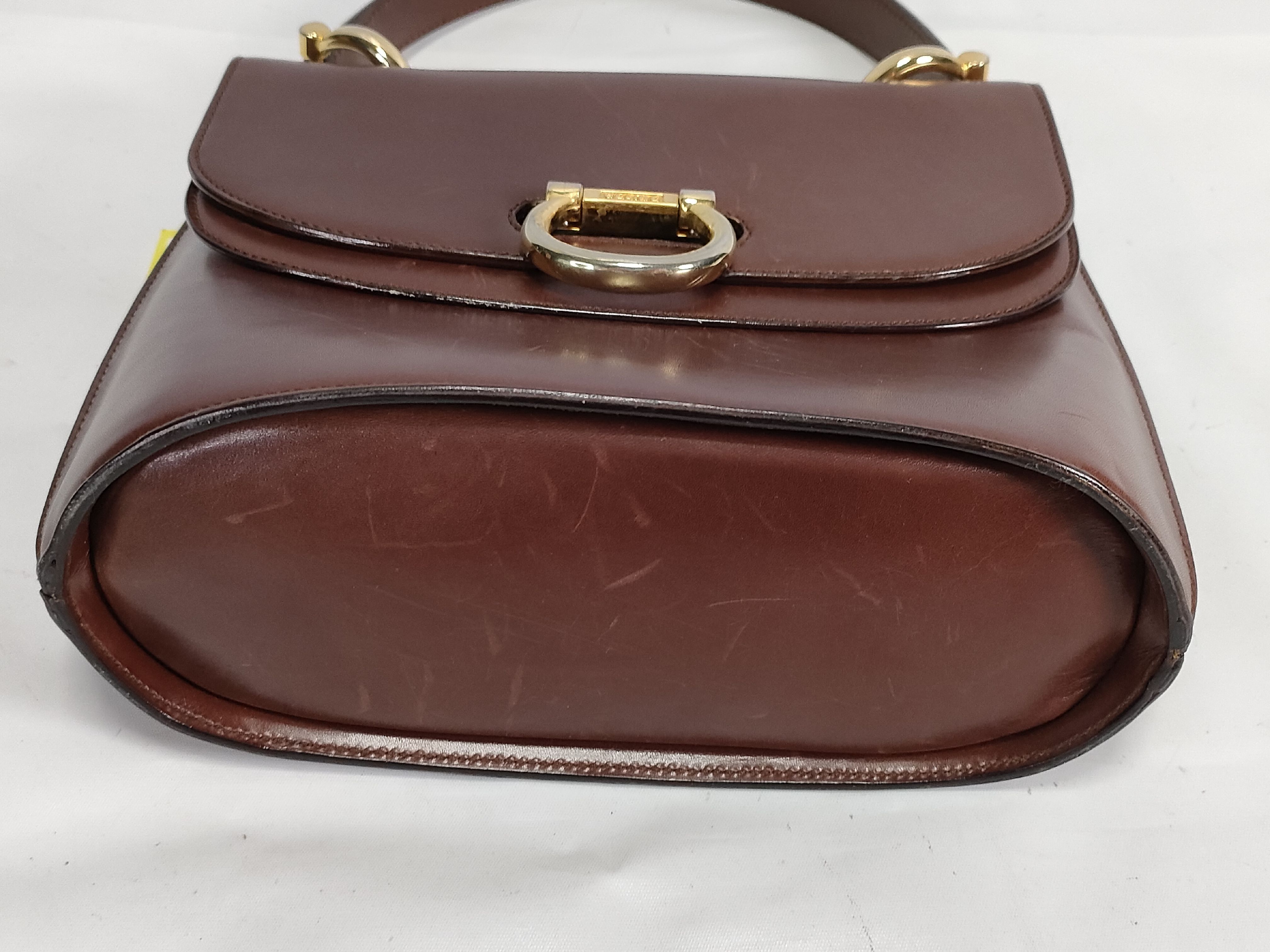 Leather One-Shoulder Bag with Gold Hardware — view 7
