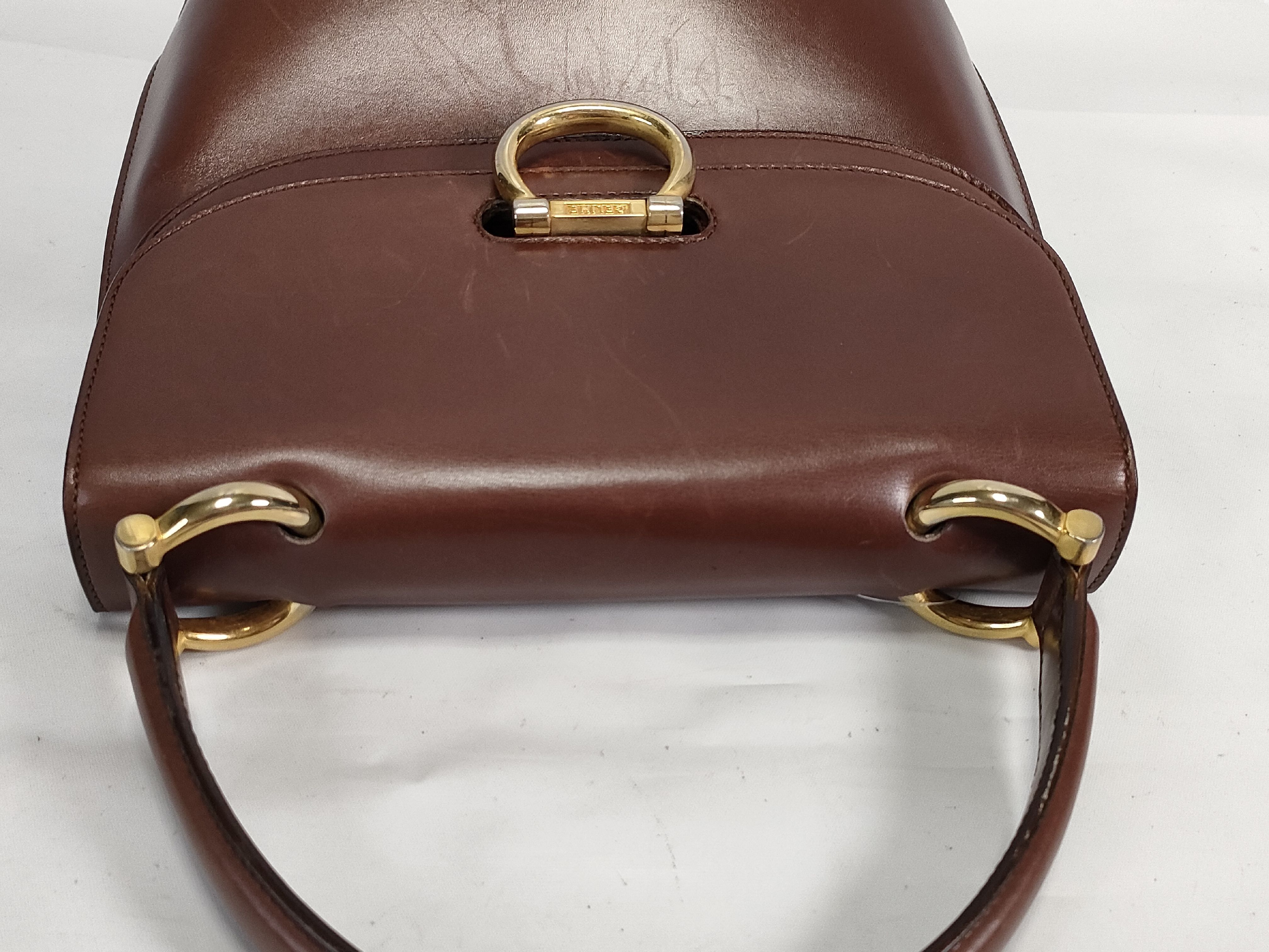 Leather One-Shoulder Bag with Gold Hardware — view 8