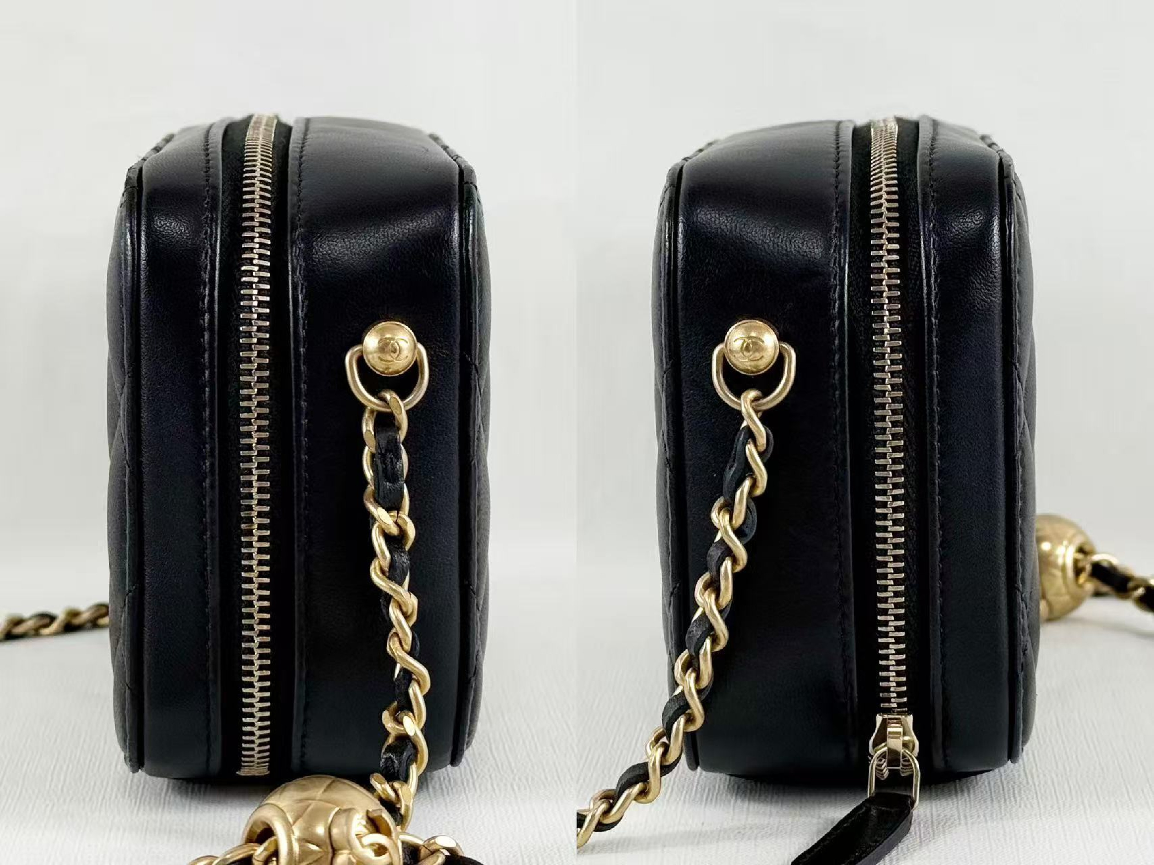 Black Matelassé Crushed Shoulder Bag, Approx. W15cm, Serial Number 31-series, with Dust Bag and Seal, Vintage Gold Hardware, 31852411 — view 12