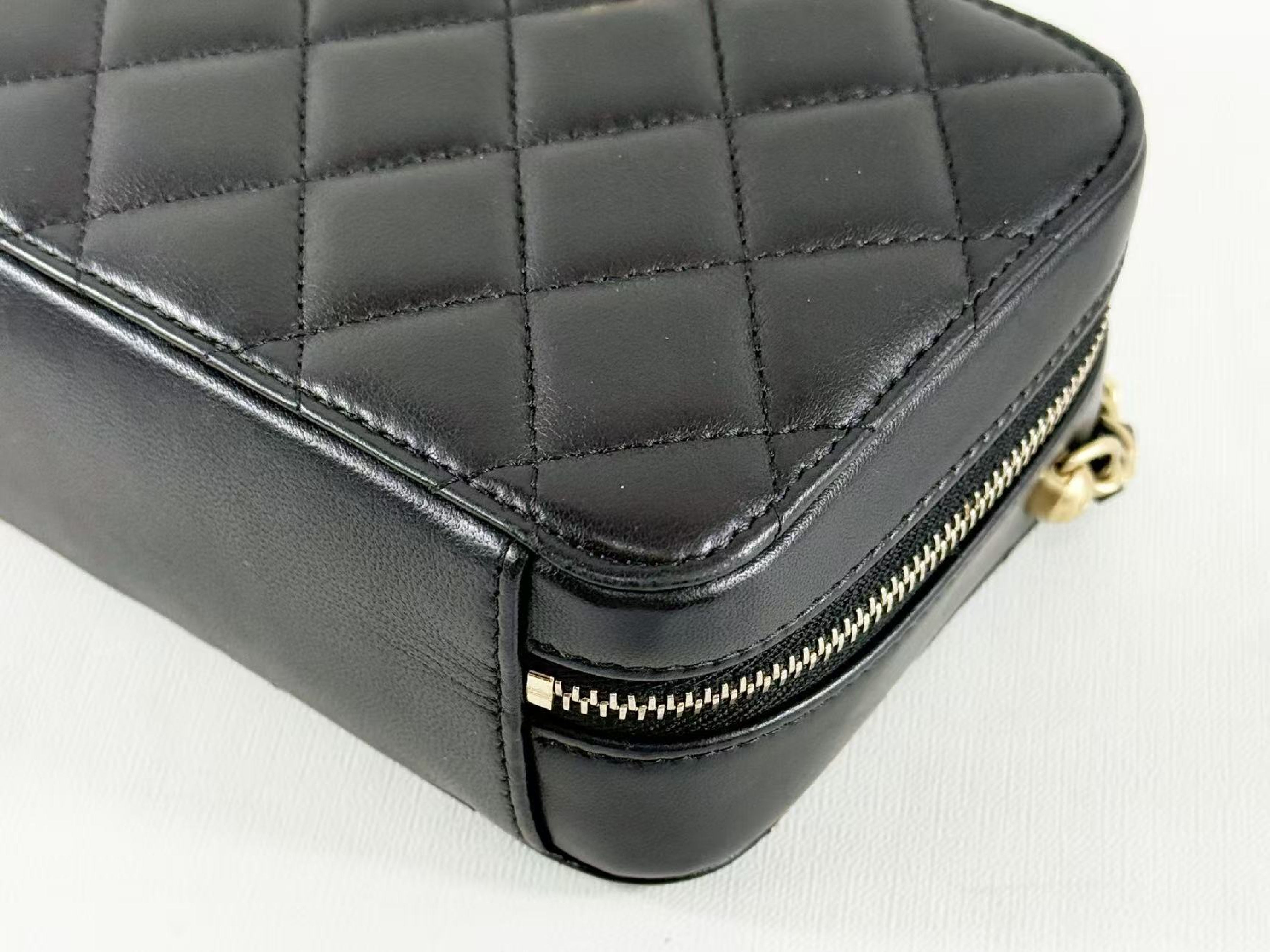 Black Matelassé Crushed Shoulder Bag, Approx. W15cm, Serial Number 31-series, with Dust Bag and Seal, Vintage Gold Hardware, 31852411 — view 10