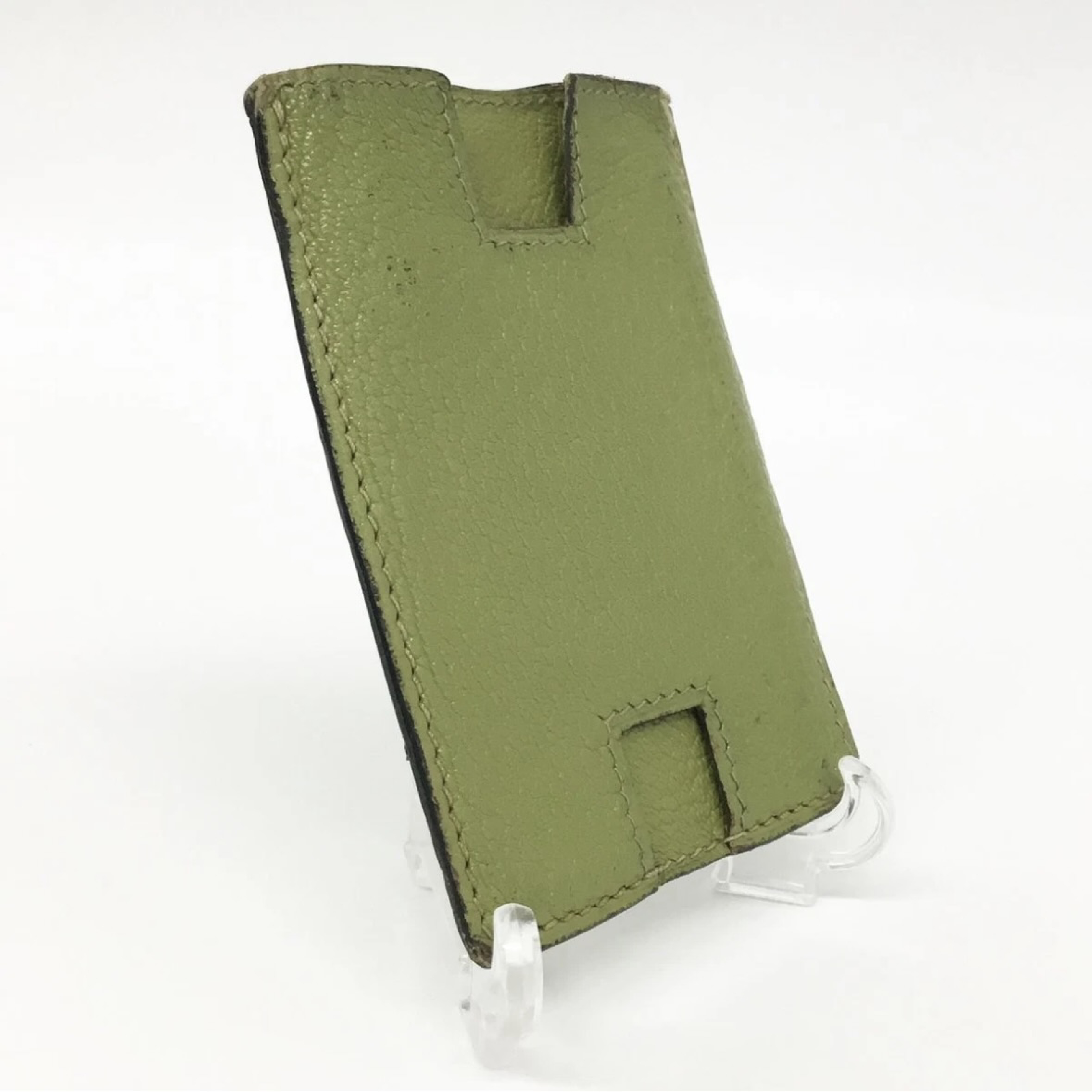 Diabolo Card Case, Pass Case, Commuter Pass Holder, Leather, Green. — view 2