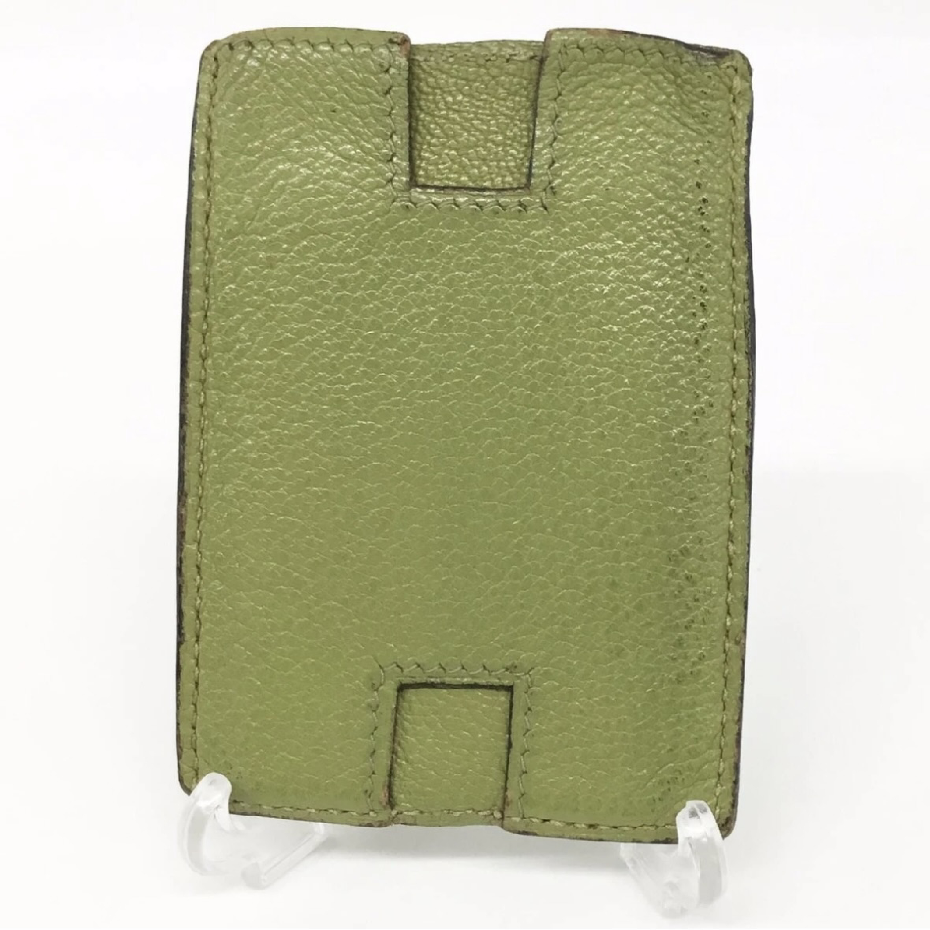 Diabolo Card Case, Pass Case, Commuter Pass Holder, Leather, Green. — view 3