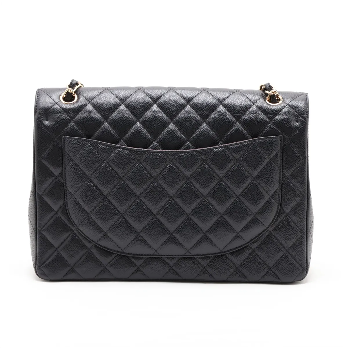 [Individually packaged] Chanel Large Matelassé 34 Maxi Caviar Skin Double Flap Double Chain Bag, Black with Gold Hardware, 16763464, Serial Number 16-158601 — view 2
