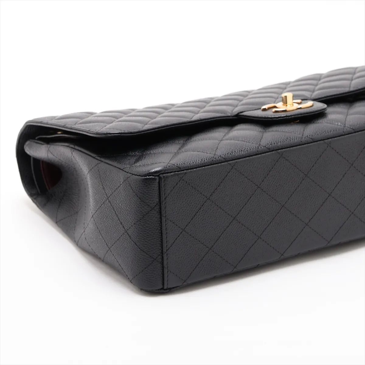 [Individually packaged] Chanel Large Matelassé 34 Maxi Caviar Skin Double Flap Double Chain Bag, Black with Gold Hardware, 16763464, Serial Number 16-158601 — view 4