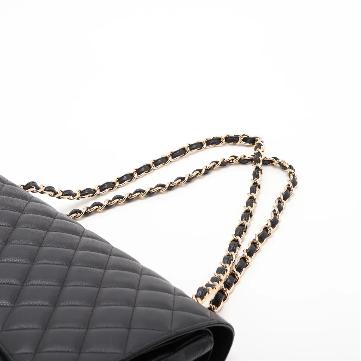 [Individually packaged] Chanel Large Matelassé 34 Maxi Caviar Skin Double Flap Double Chain Bag, Black with Gold Hardware, 16763464, Serial Number 16-158601 — view 5