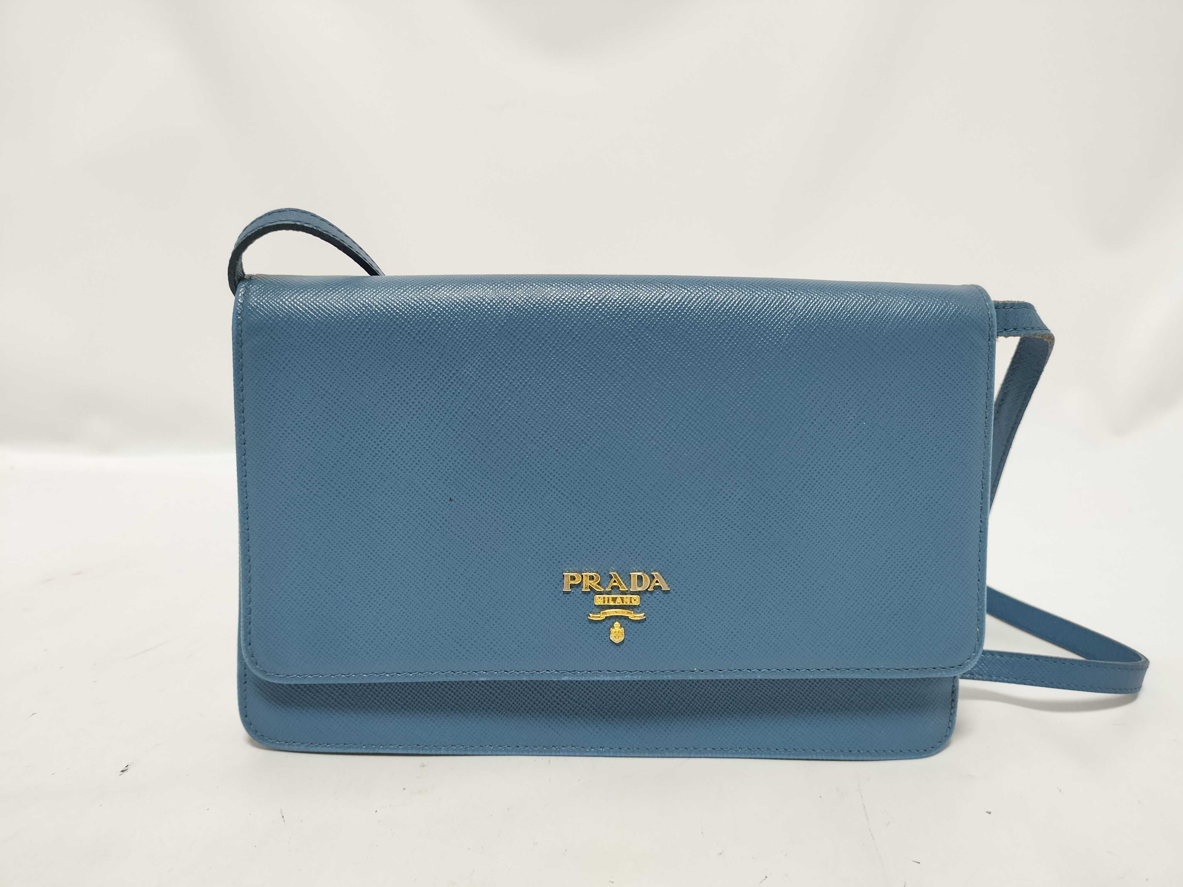 Shoulder Bag Saffiano Blue Wallet