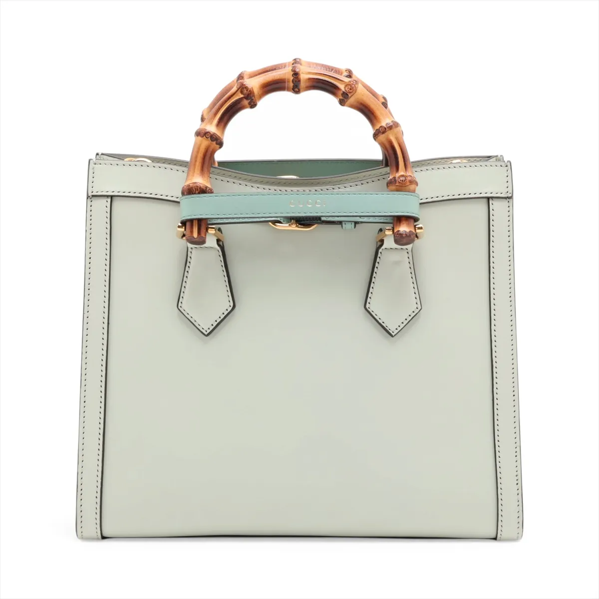 Bamboo Diana Leather 2-Way Handbag, Green, 702721 — view 2