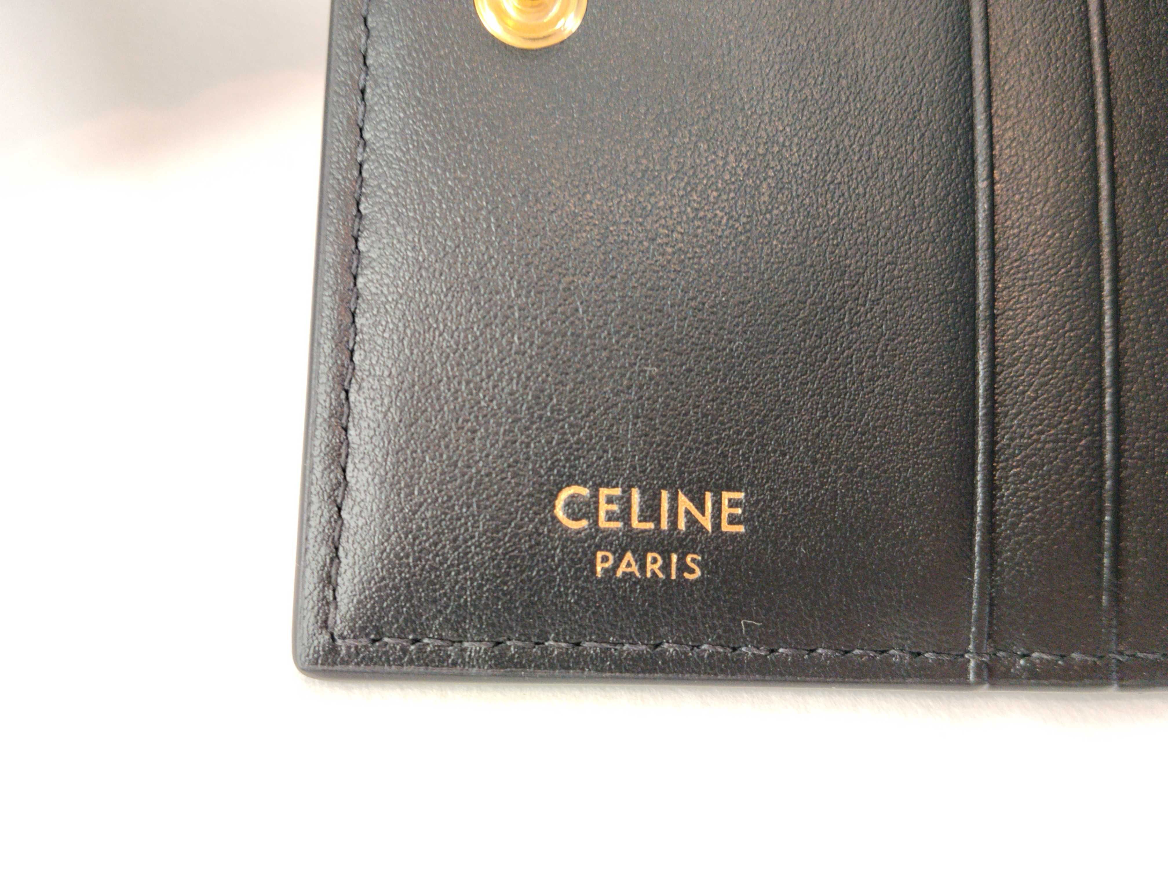 Bifold Triomphe Card Holder, Black/Gold, with protective film on hardware. Card case, pass case, business card holder. — view 9