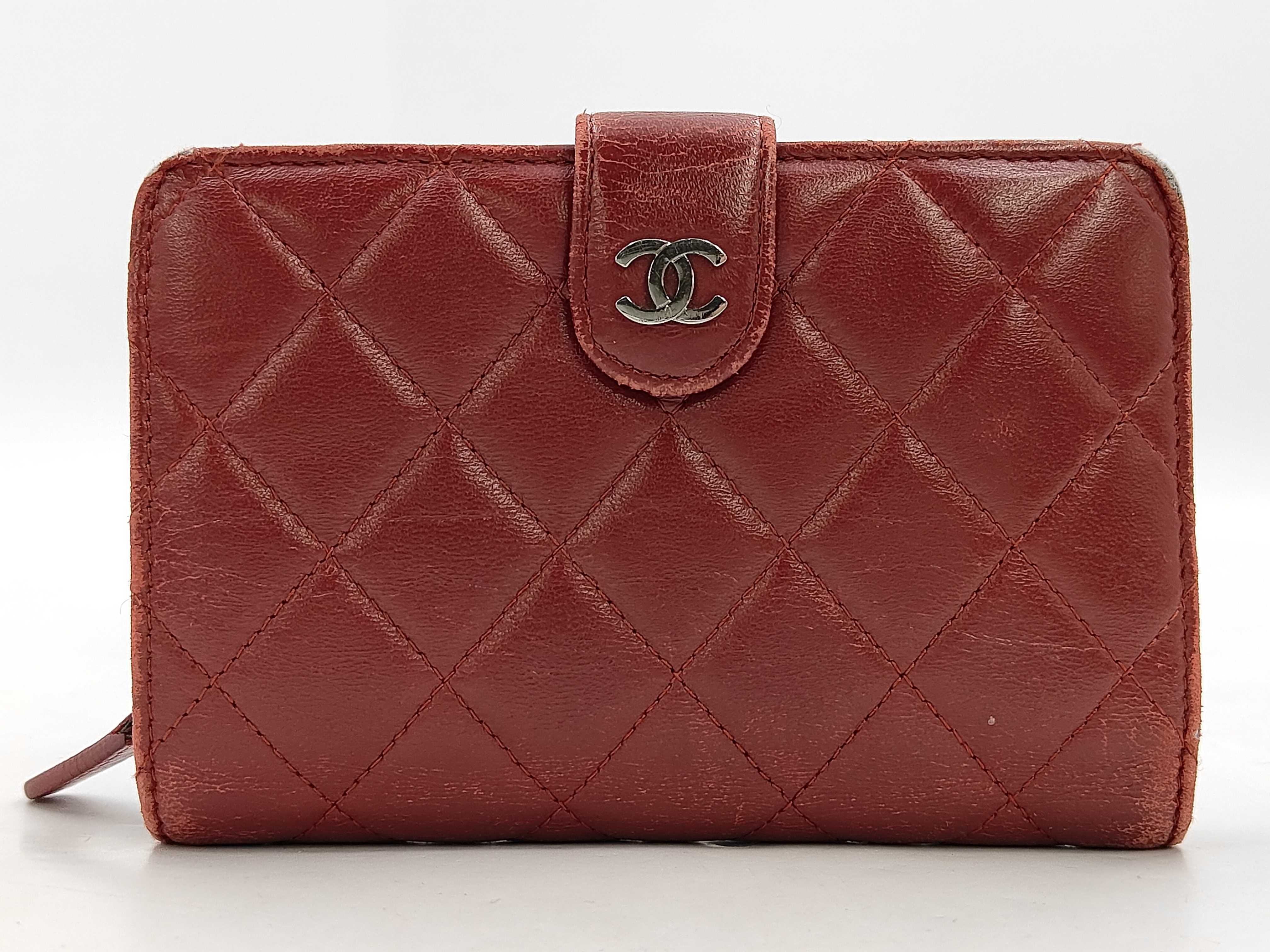 SLG MATELASSE LAMBSKIN BIFOLD WALLET RED W/CARD NO.16 16467542 Wallet