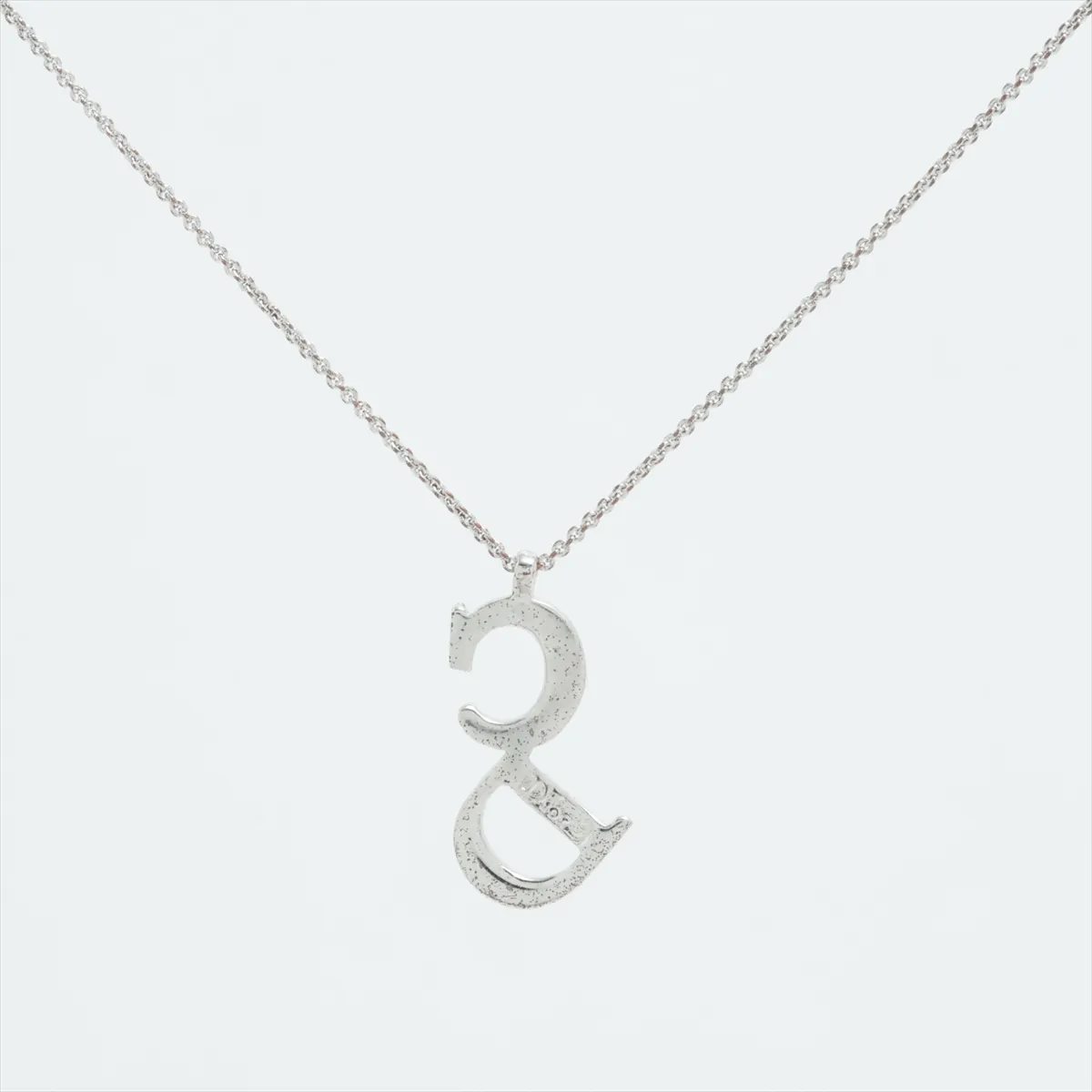 CD logo necklace, metal, silver. Shows signs of wear, — view 2