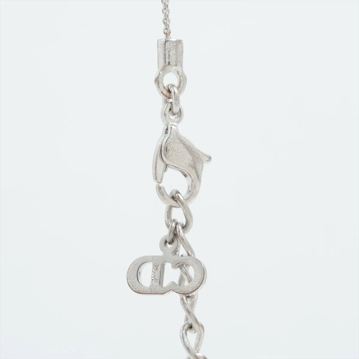 CD logo necklace, metal, silver. Shows signs of wear, — view 3
