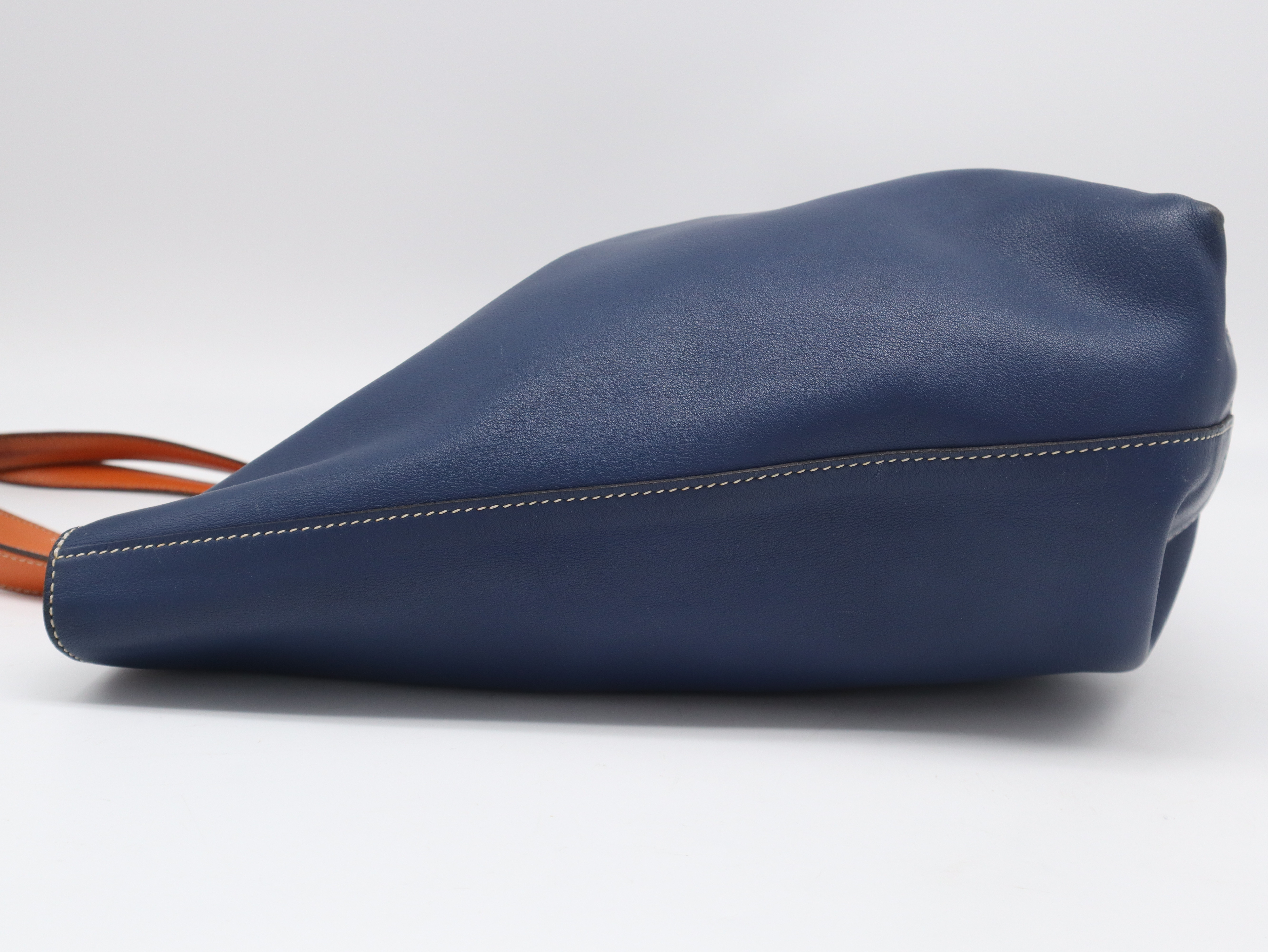 Double Sens 36 Tote Bag, A-stamp, Leather, Reversible, Navy Green Orange Tote Bag — view 3
