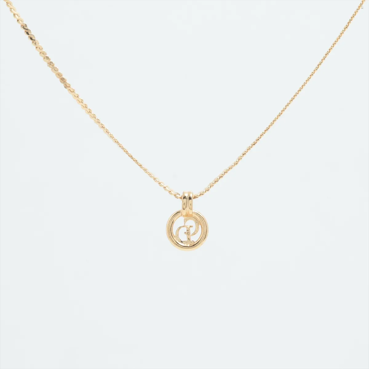 CD logo necklace, GP gold. Shows signs of wear, — view 2