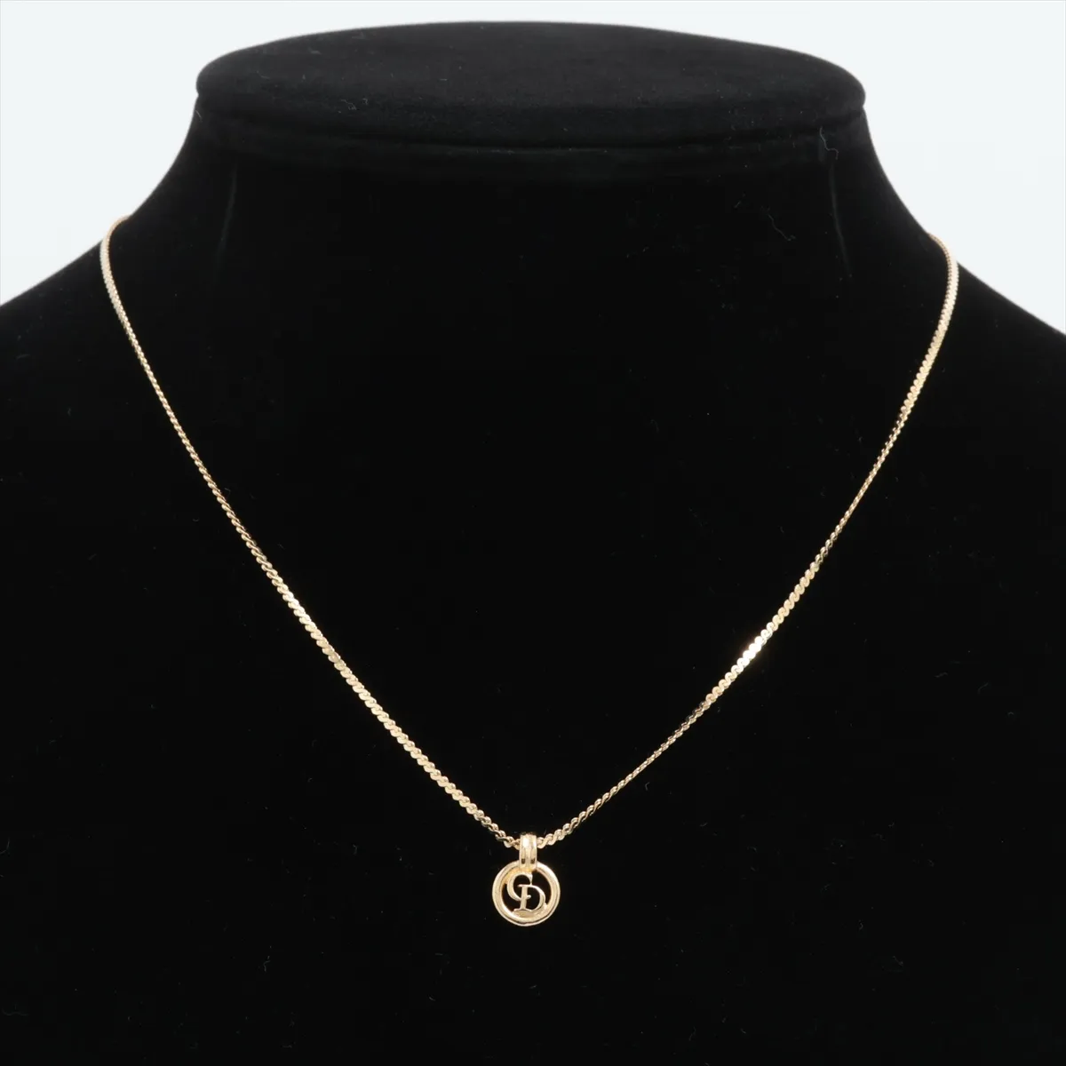 CD logo necklace, GP gold. Shows signs of wear, — view 5