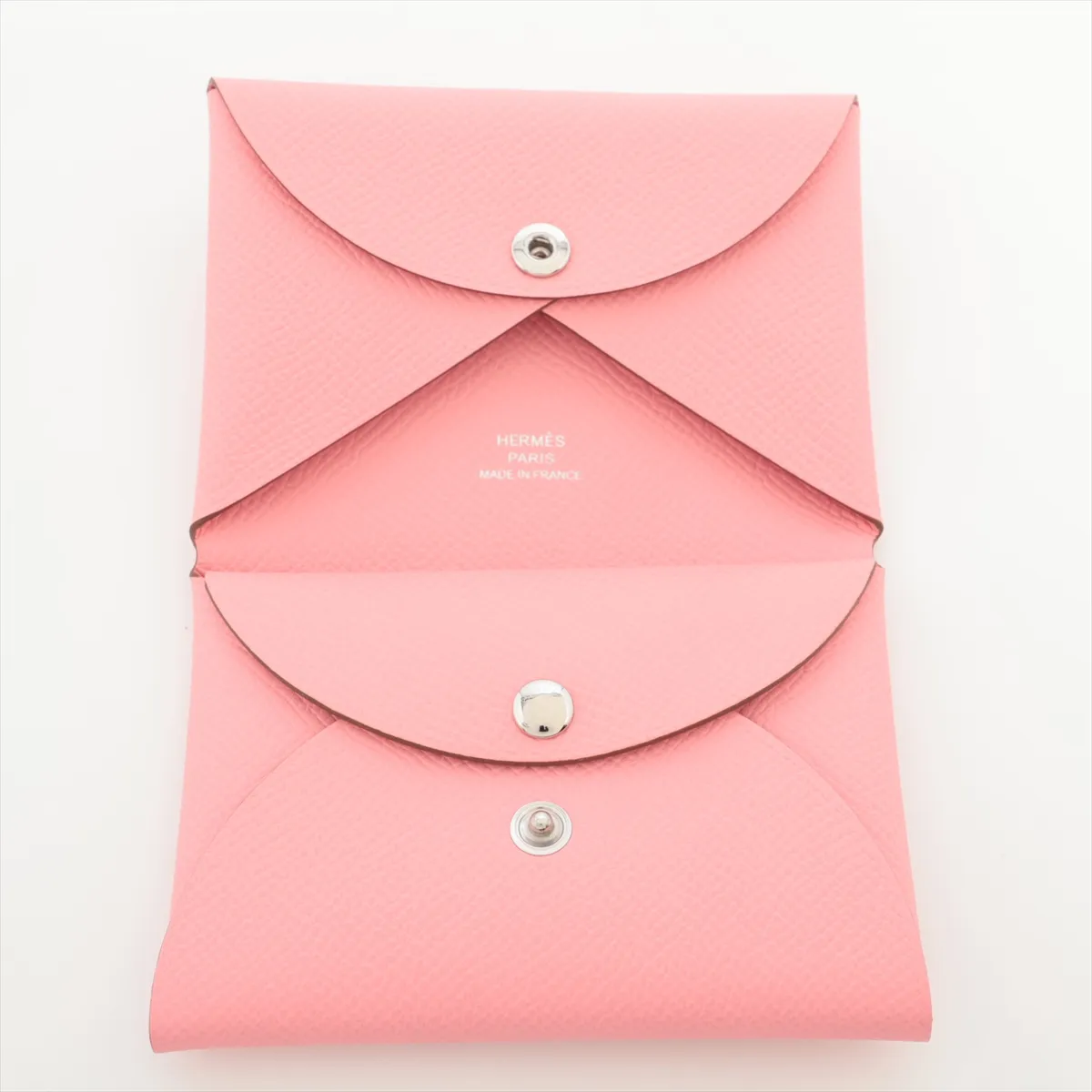 Hermès Calvi Duo Veau Epsom Coin Case Rose Confetti Silver Hardware G:2026 — view 3