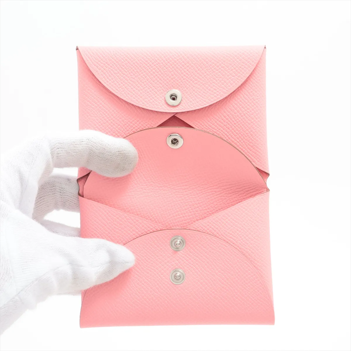 Hermès Calvi Duo Veau Epsom Coin Case Rose Confetti Silver Hardware G:2026 — view 4