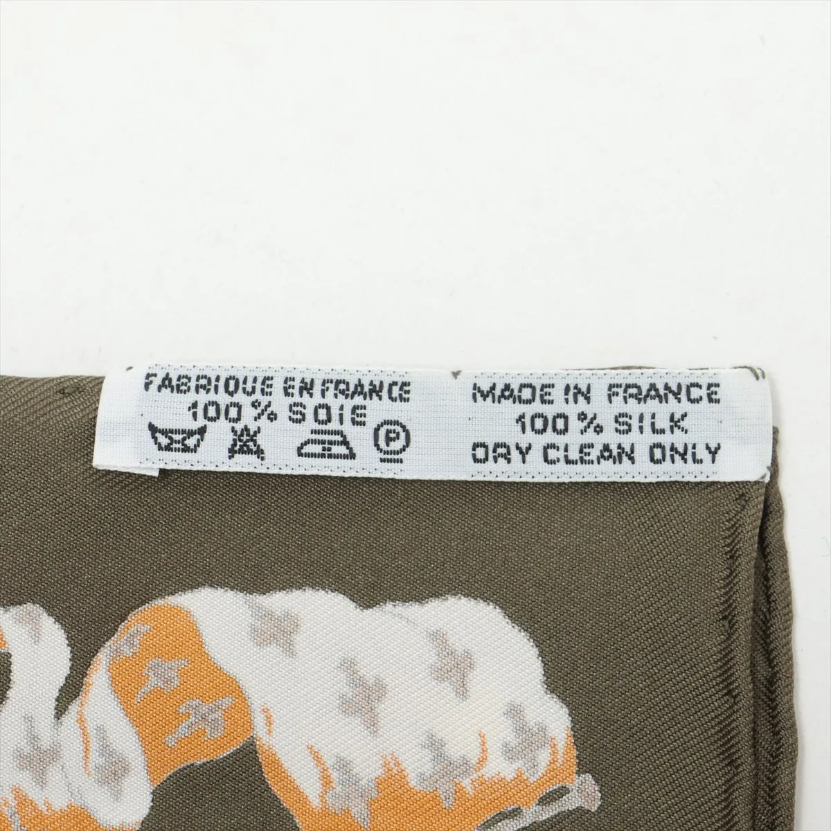 Carre 45 PAVOIS Ship Flag Scarf, Silk, Khaki, Slight wear and — view 6