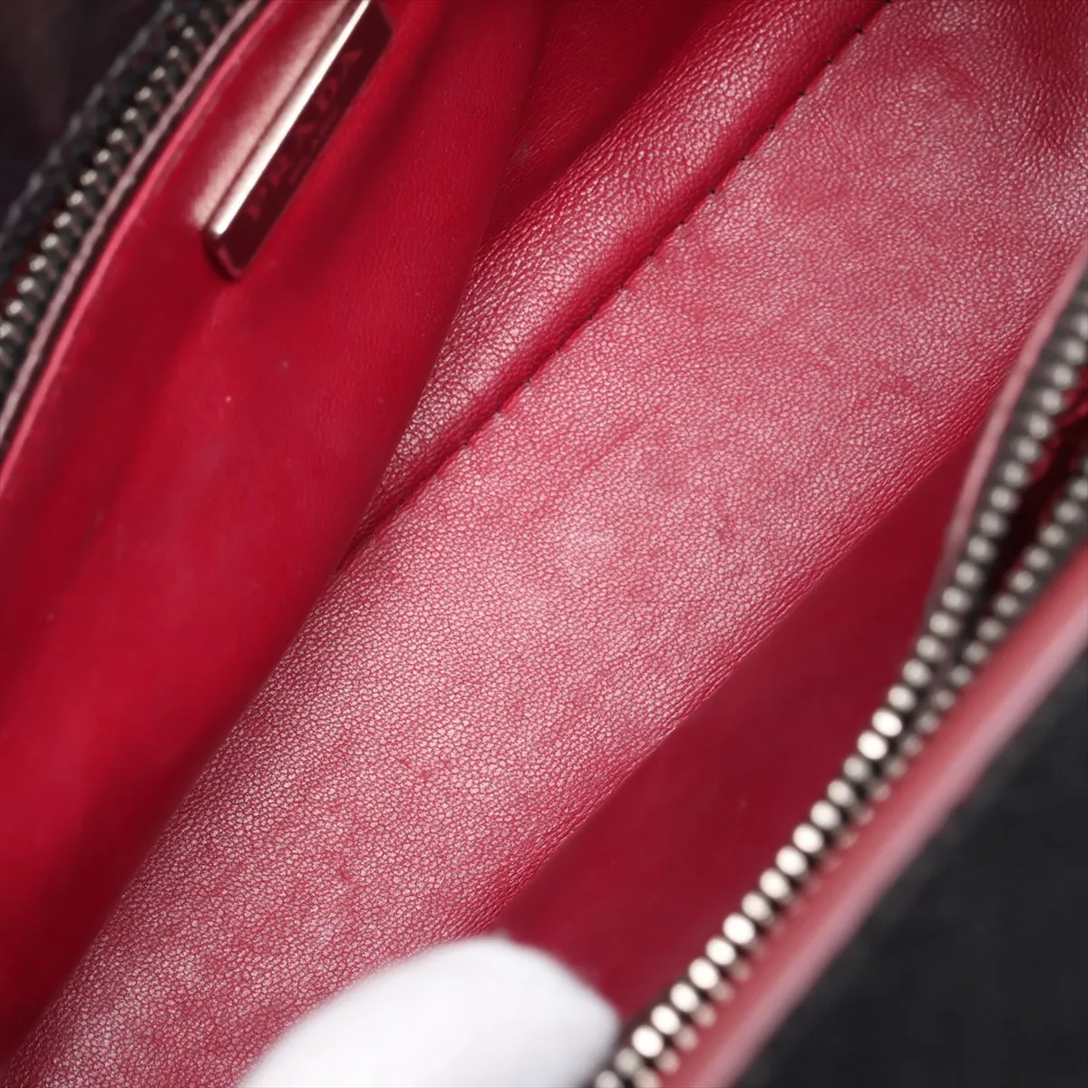 Saffiano Leather 2-Way Handbag, Black x Red — view 11