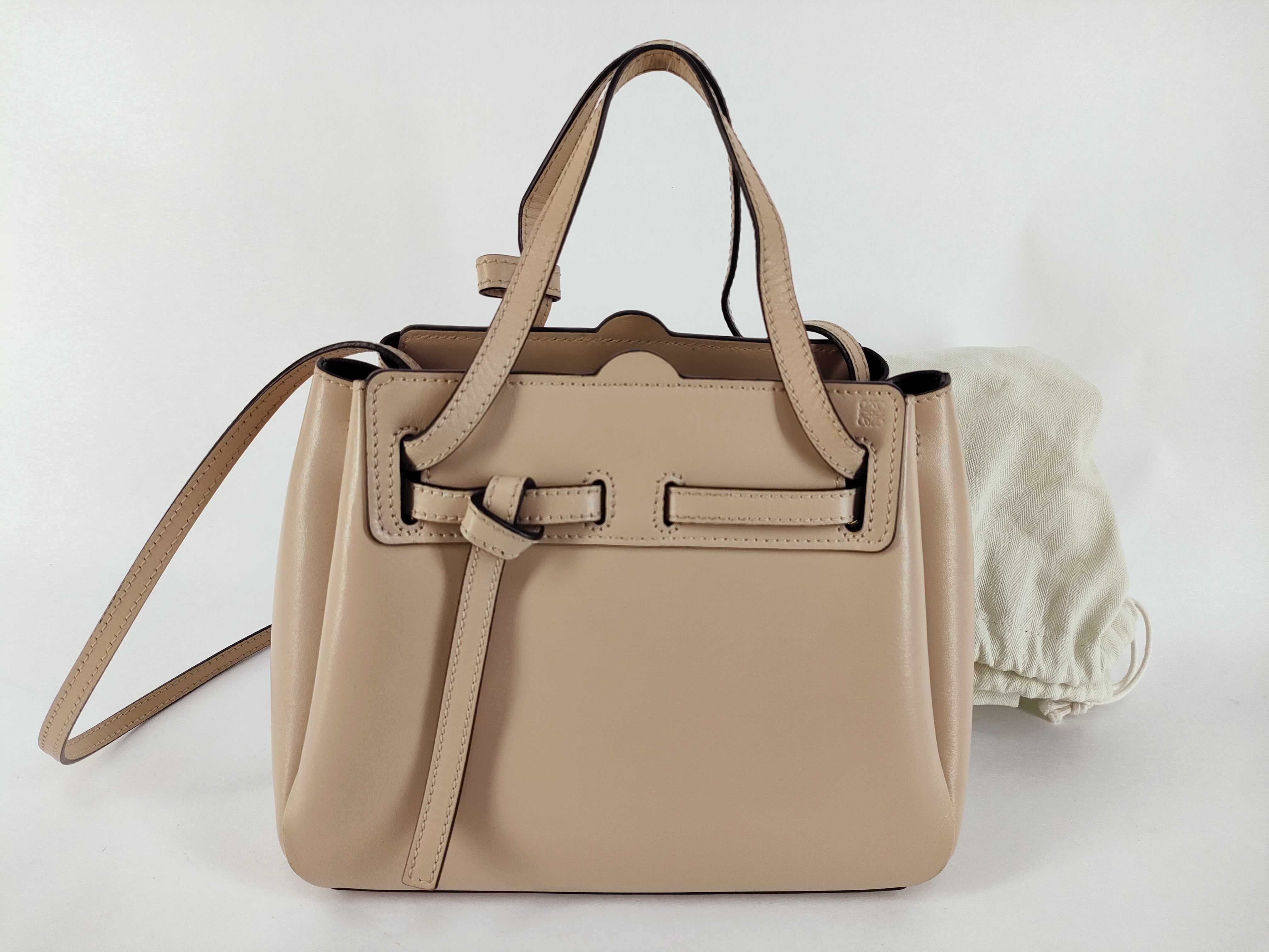 Lazo Mini Leather 2-Way Handbag, Light Beige