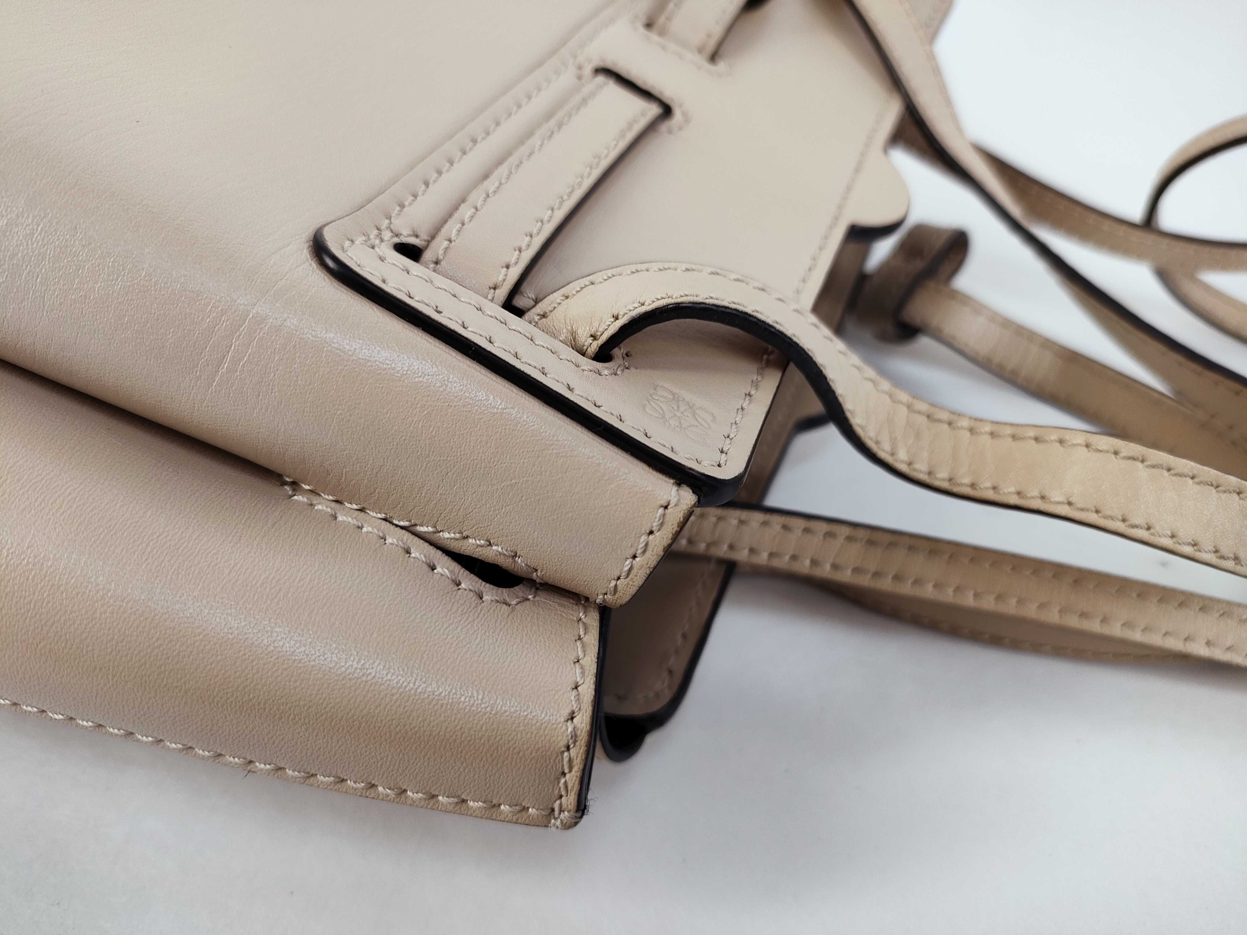 Lazo Mini Leather 2-Way Handbag, Light Beige — view 6