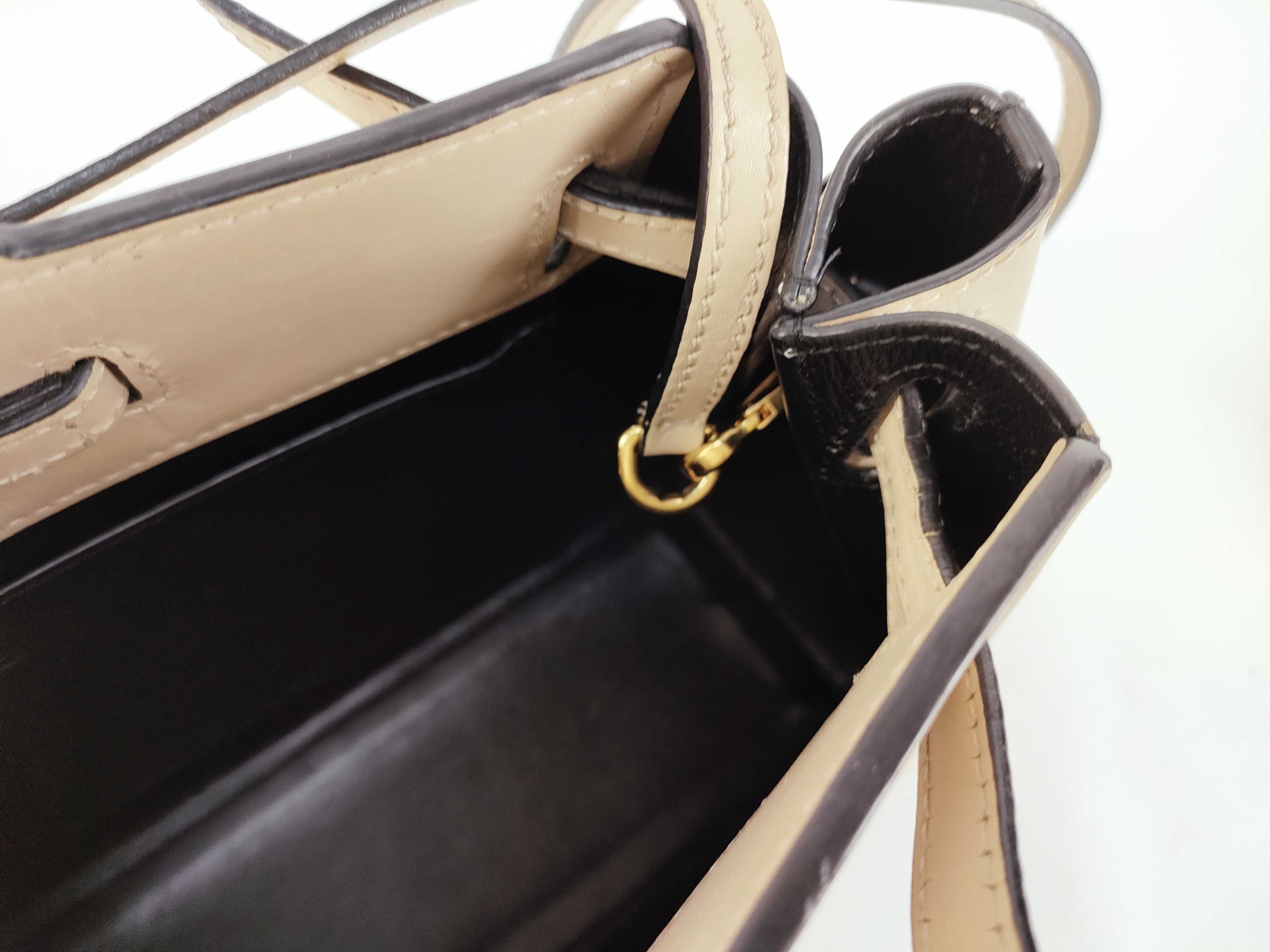 Lazo Mini Leather 2-Way Handbag, Light Beige — view 9