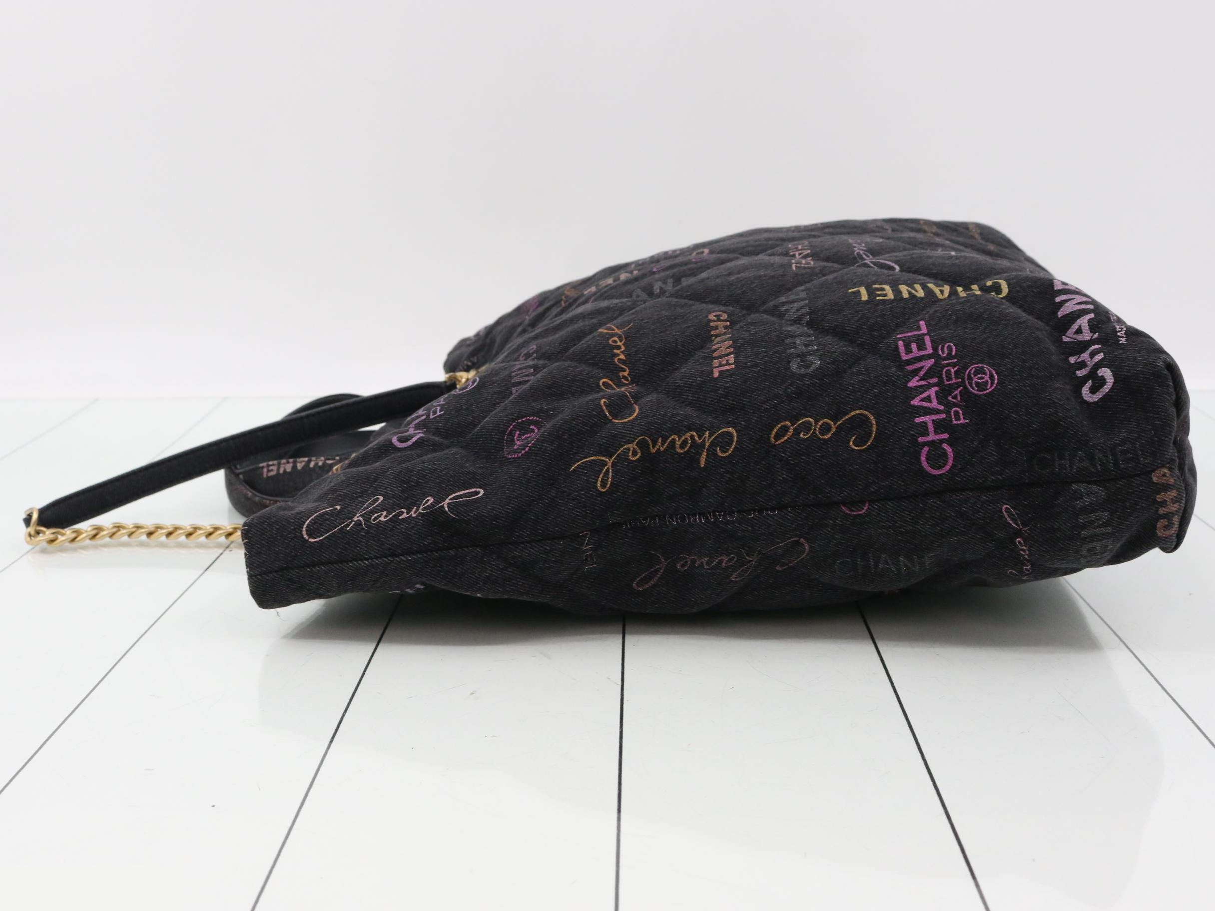 Matelassé denim shoulder bag — view 4