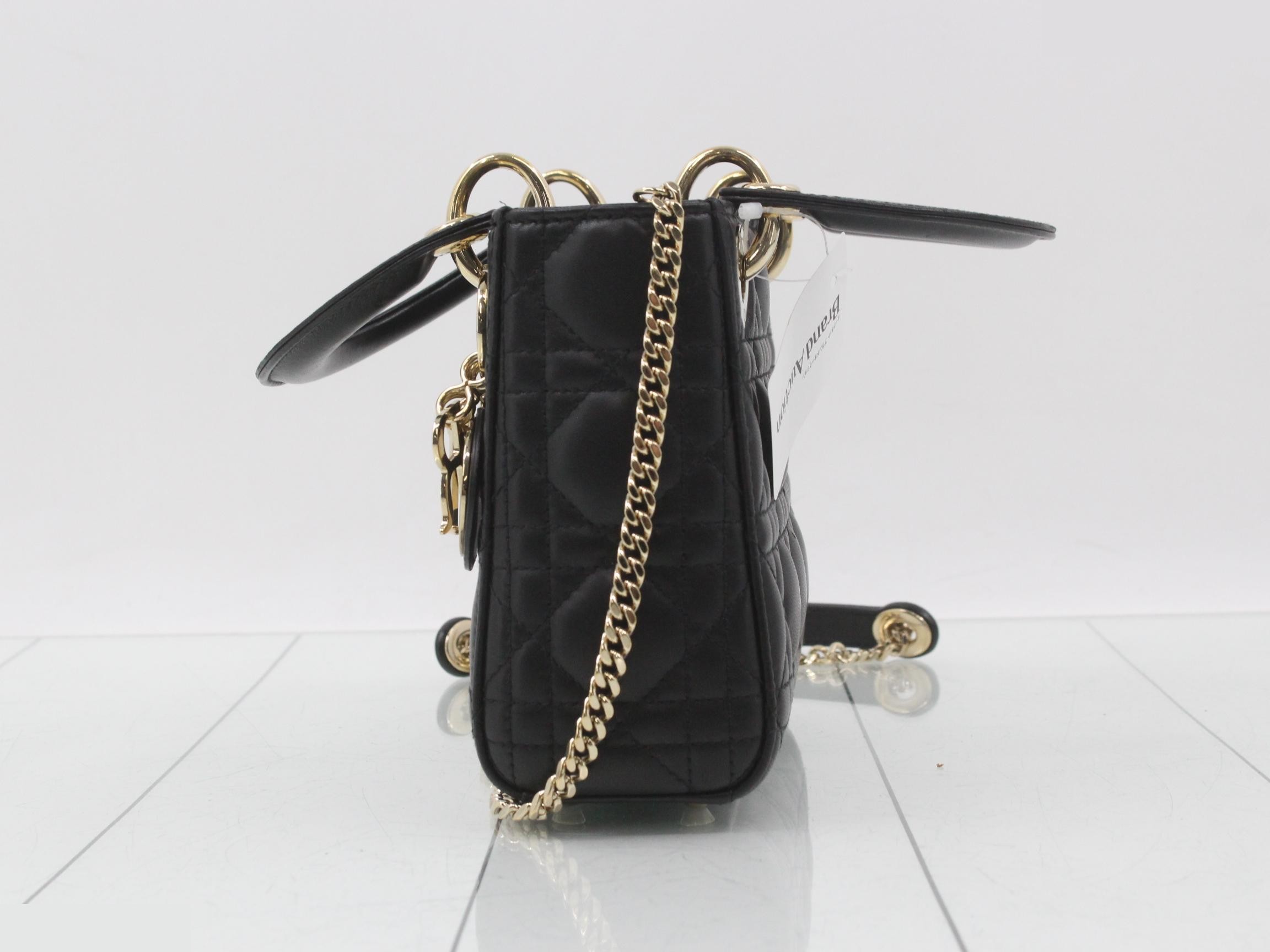 Mini Lady Dior Lambskin 2-Way Shoulder Bag/Handbag — view 3