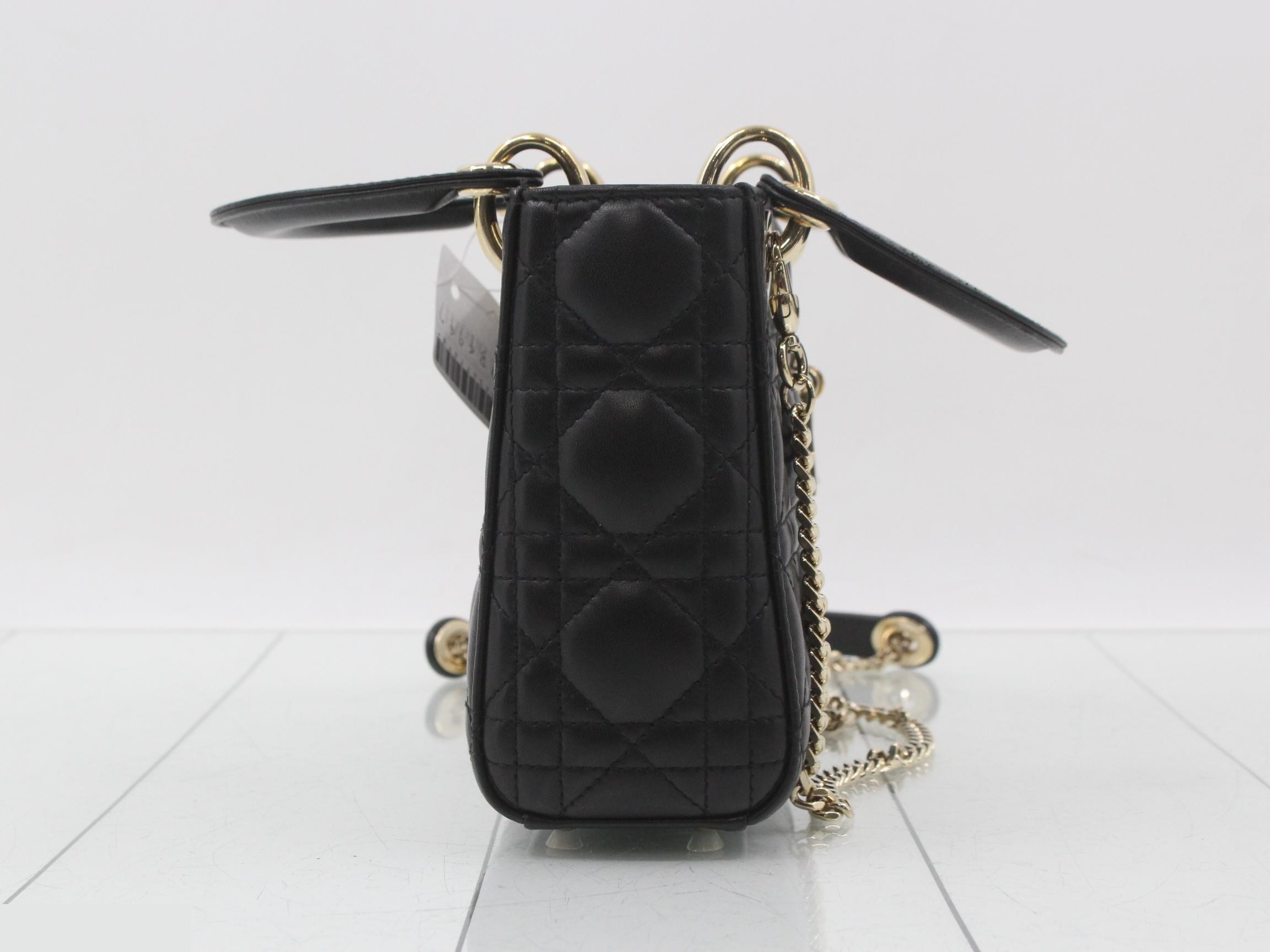 Mini Lady Dior Lambskin 2-Way Shoulder Bag/Handbag — view 4