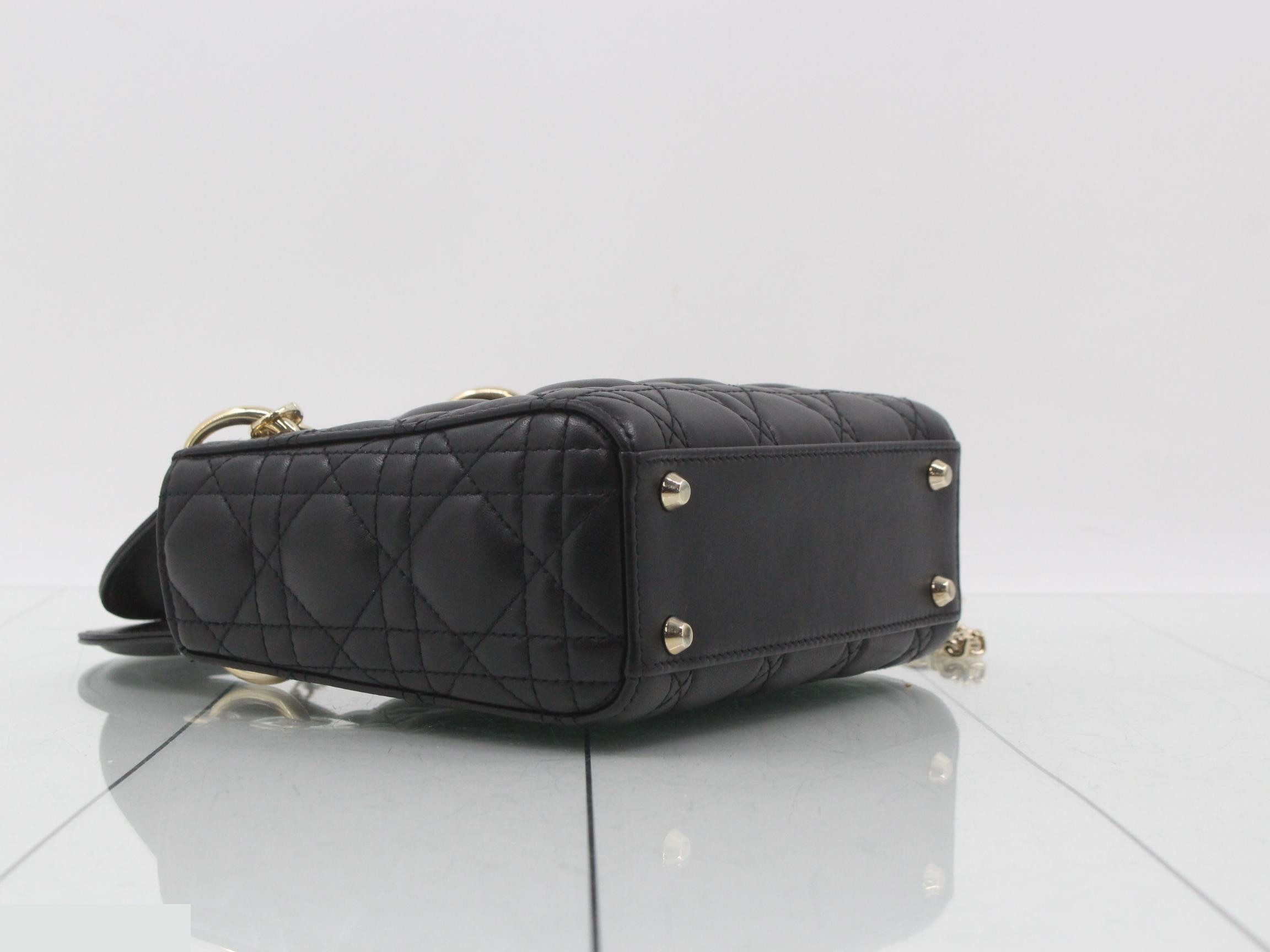 Mini Lady Dior Lambskin 2-Way Shoulder Bag/Handbag — view 5