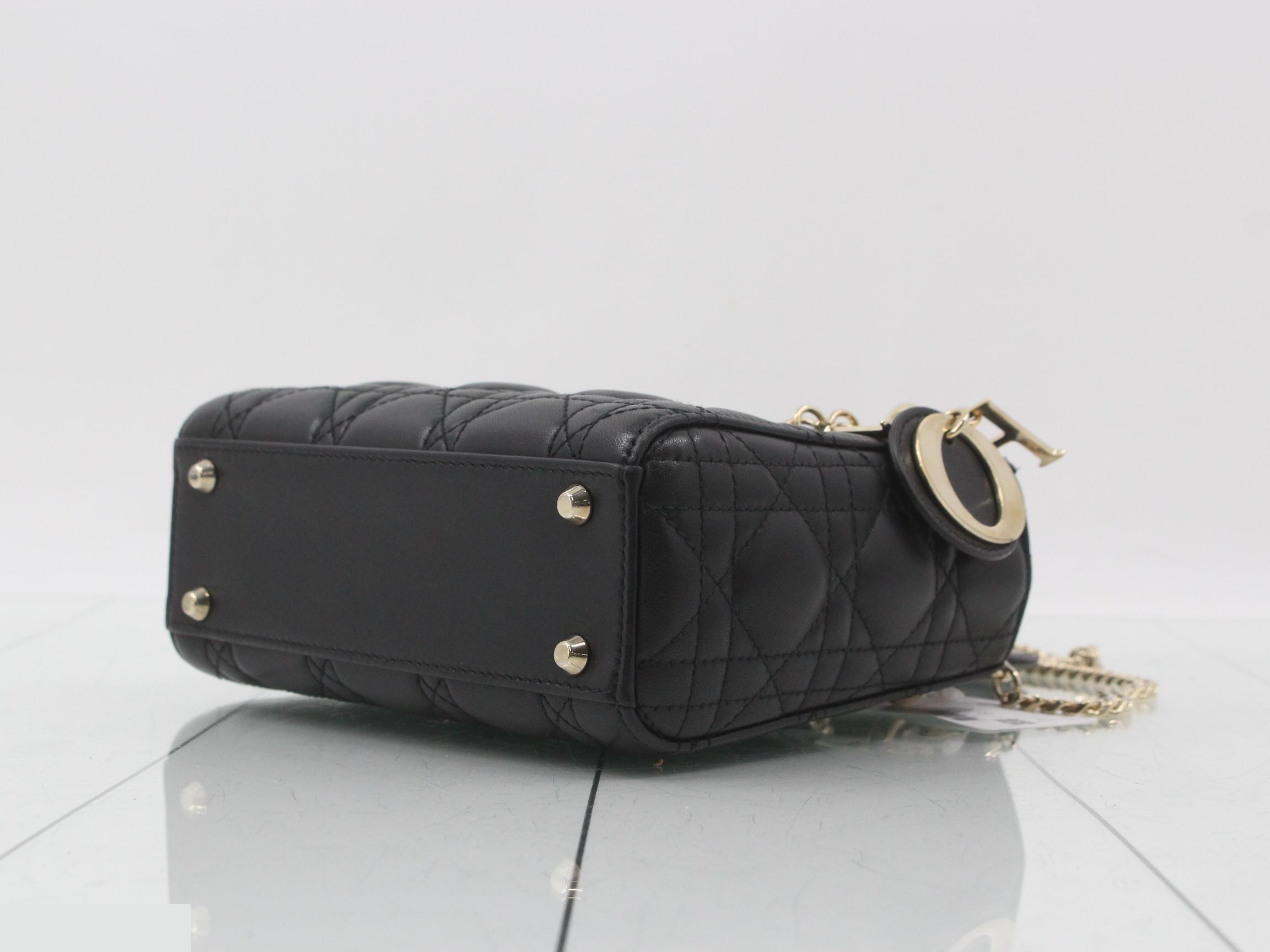 Mini Lady Dior Lambskin 2-Way Shoulder Bag/Handbag — view 6