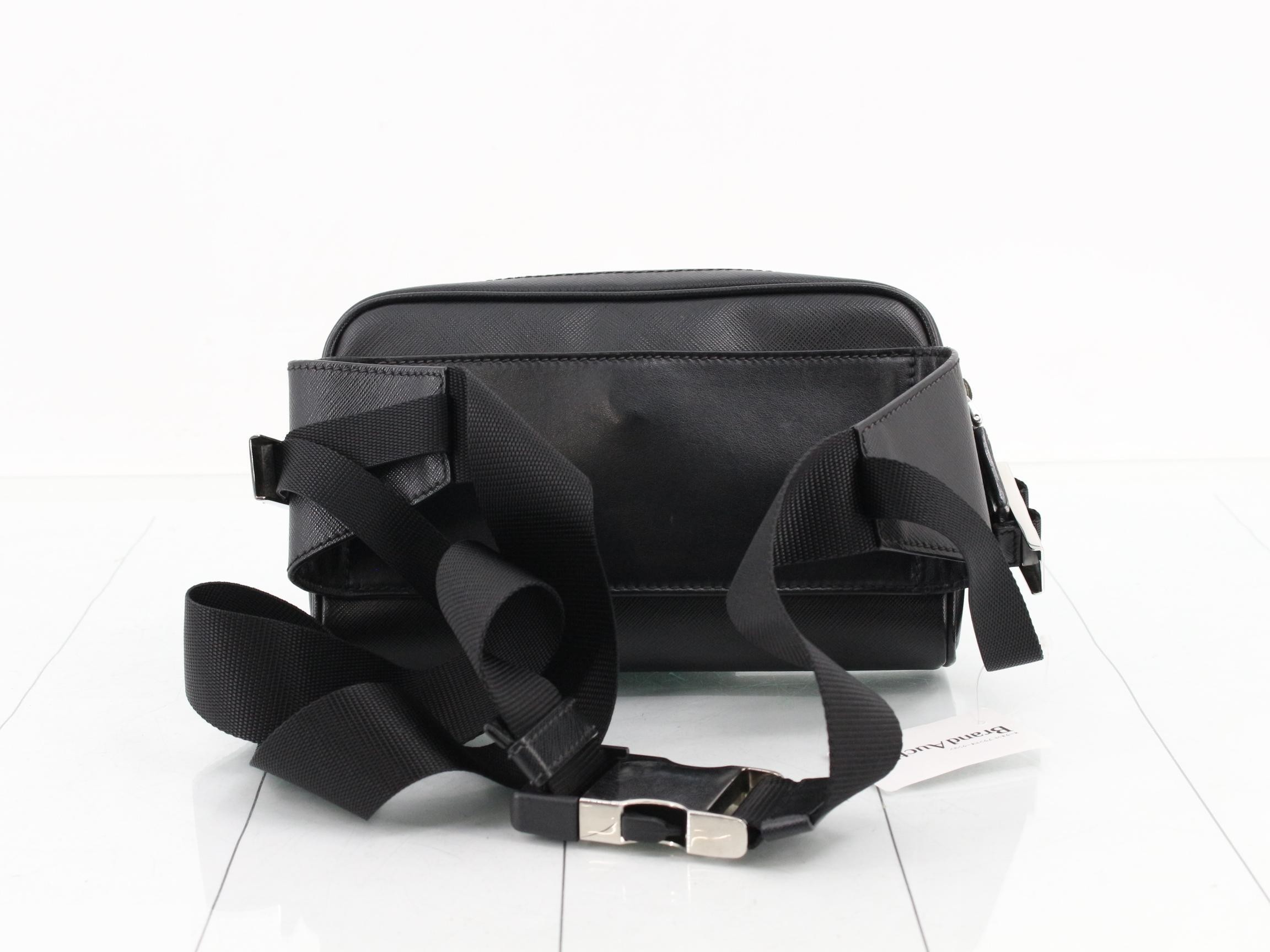Saffiano Leather Body Bag, Black — view 2